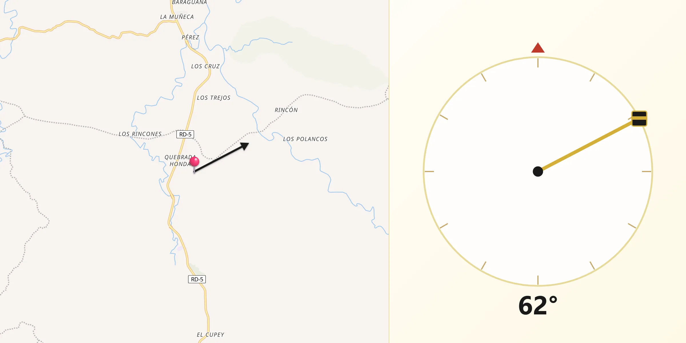 Dirección de la Qibla desde Altamira