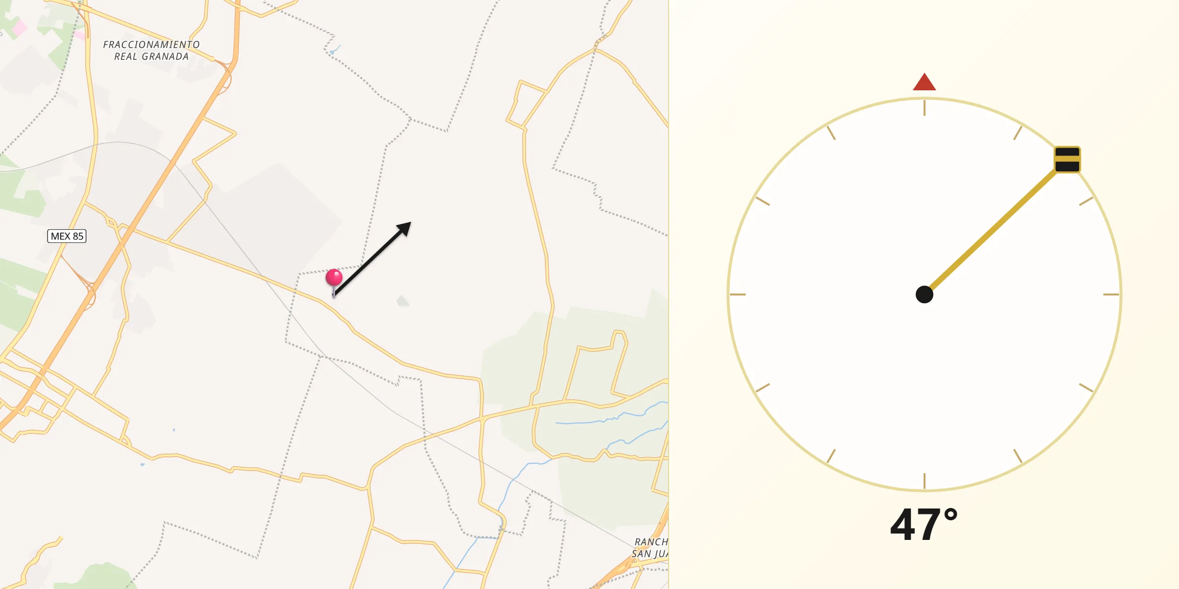 Dirección de la Qibla desde Santiago Zacualuca
