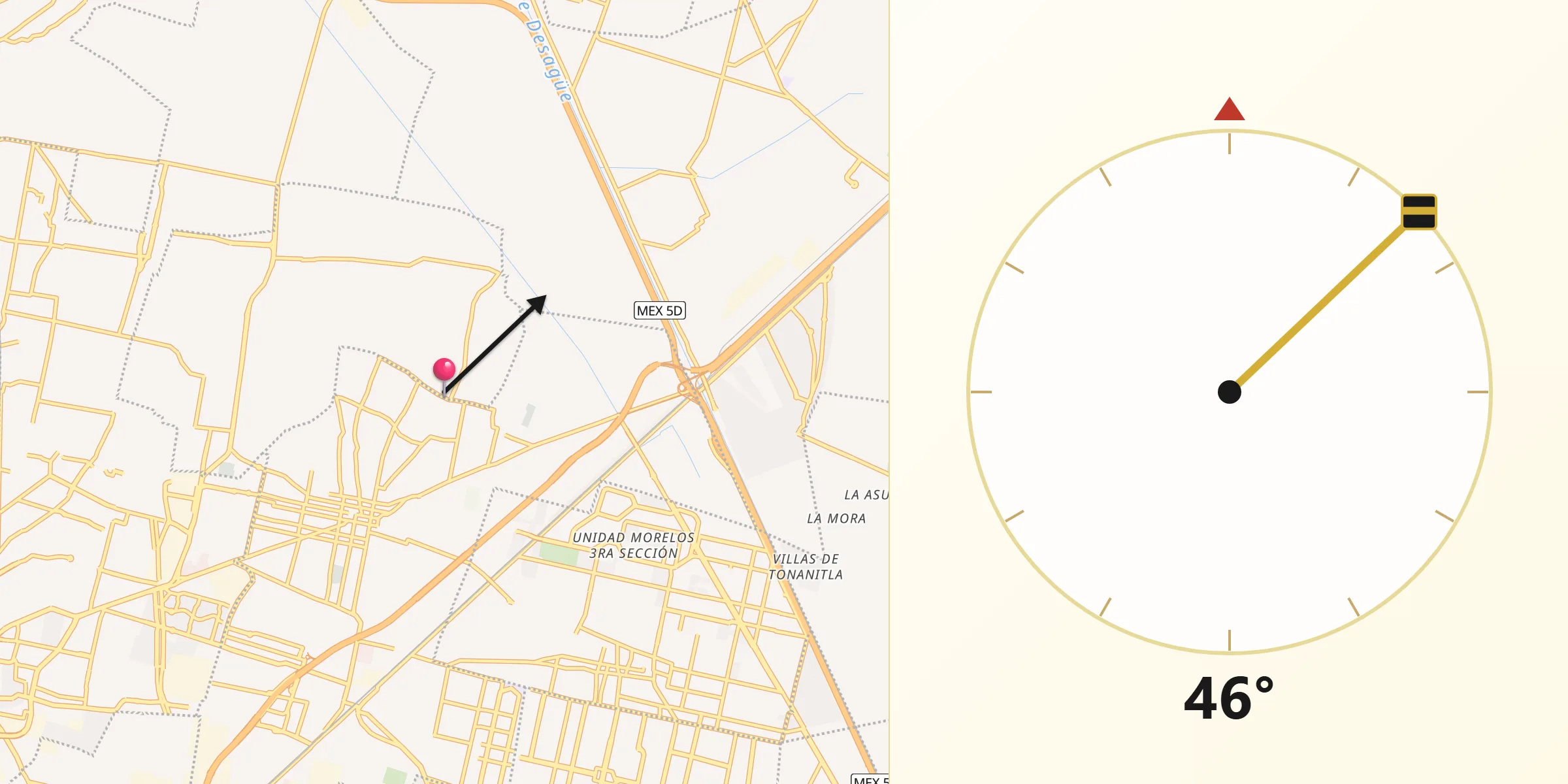 Dirección de la Qibla desde Colonia 2 de Septiembre