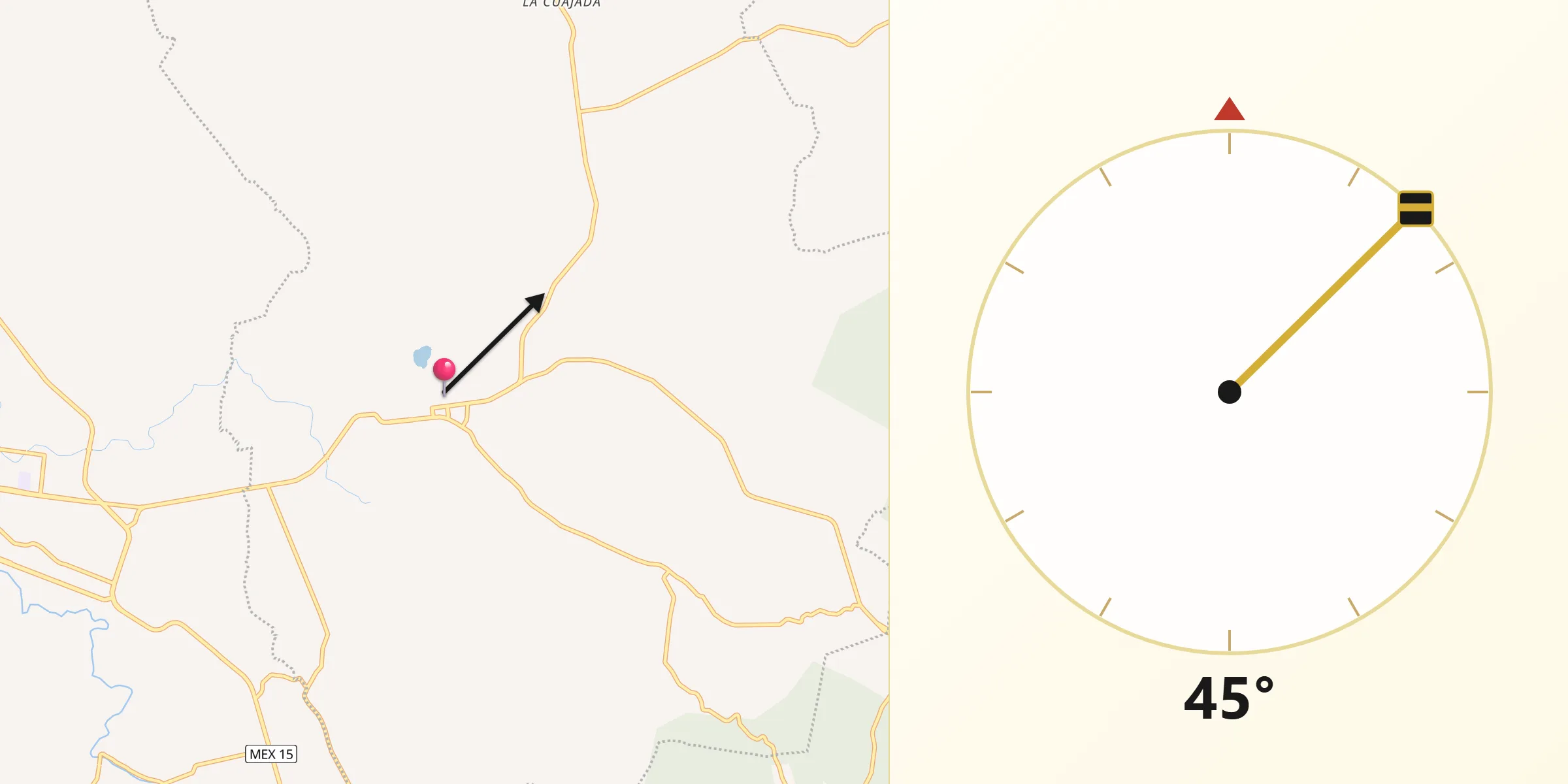 Dirección de la Qibla desde Irimbo