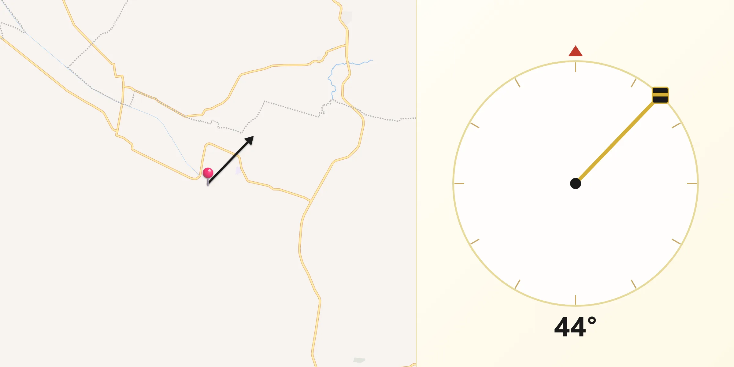 Dirección de la Qibla desde Tocumbo