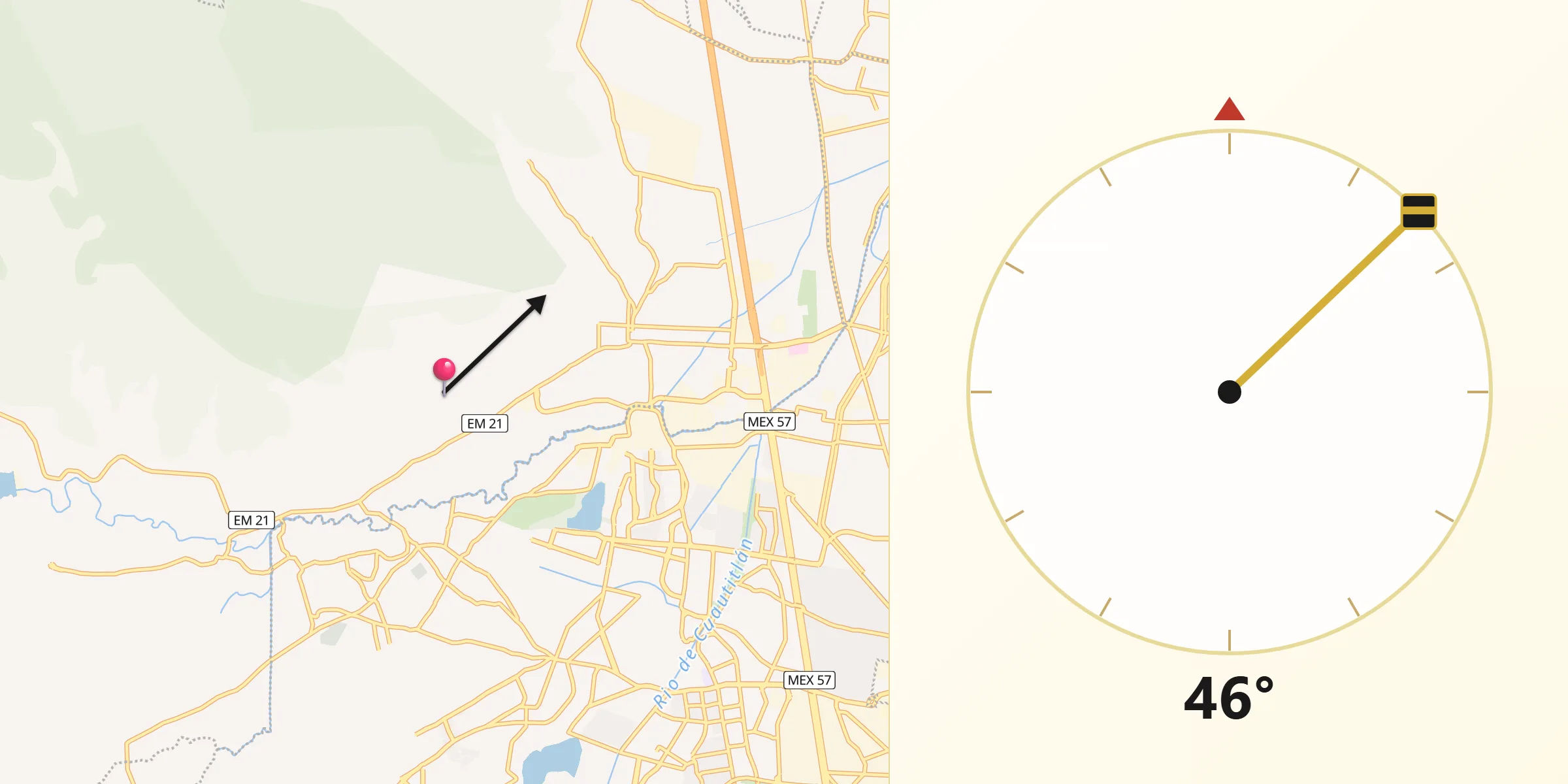Dirección de la Qibla desde San Mateo Xoloc