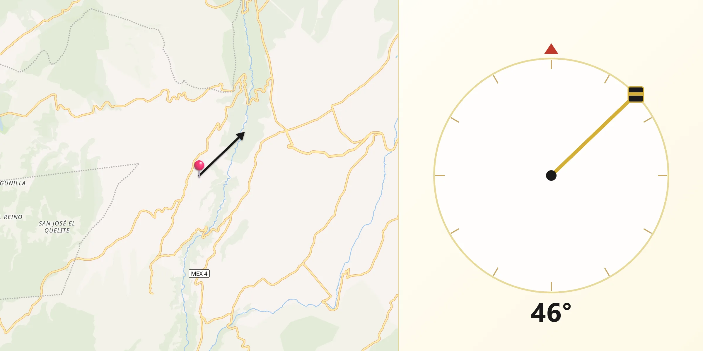 Dirección de la Qibla desde Los Arana