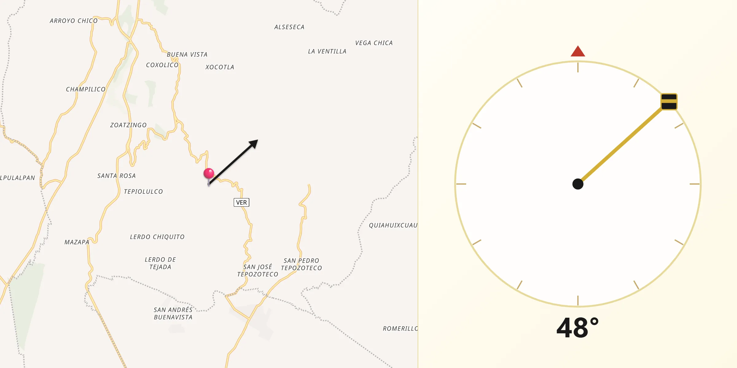 Dirección de la Qibla desde Ignacio Zaragoza