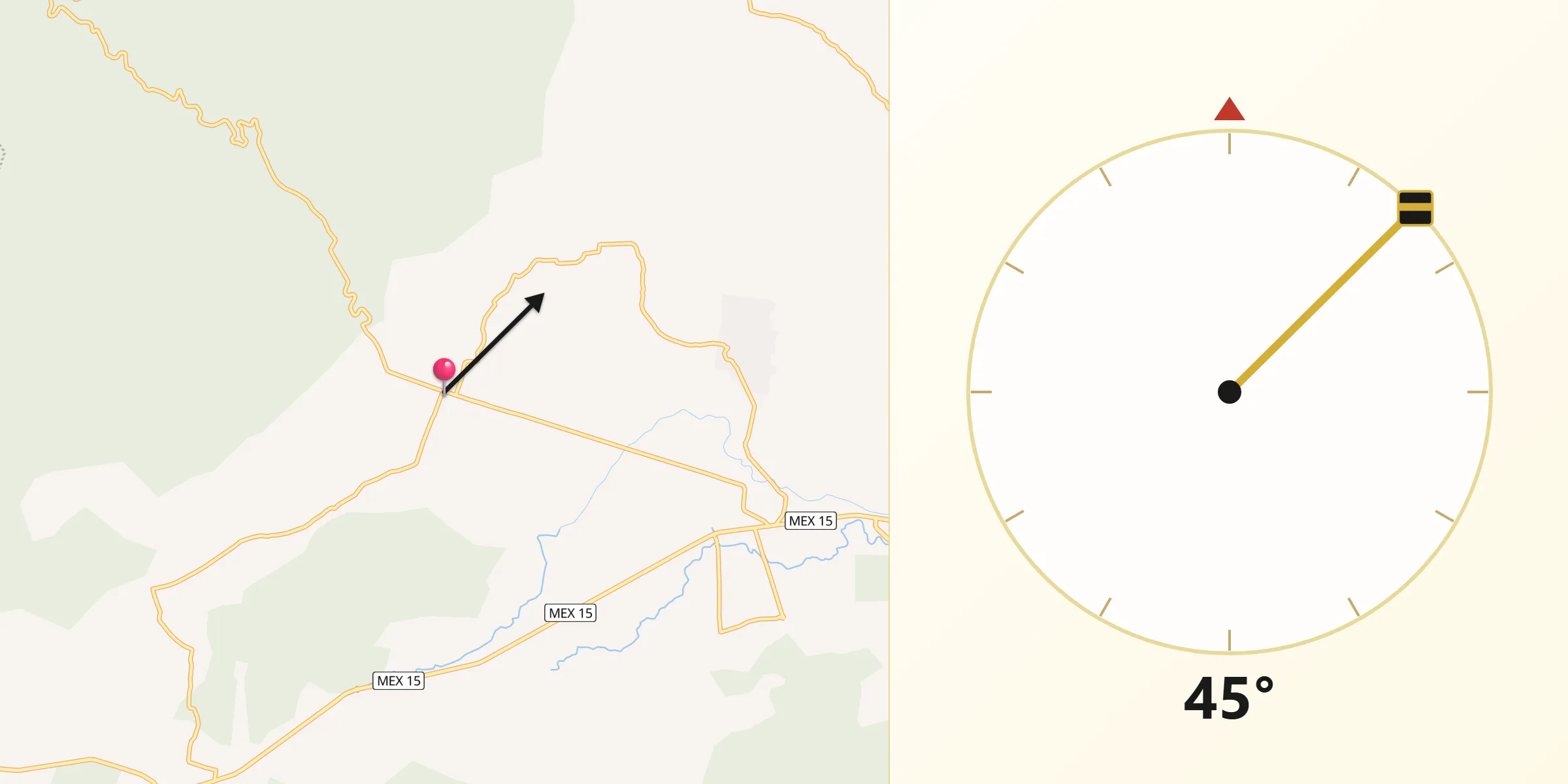 Dirección de la Qibla desde San Pedro Jácuaro