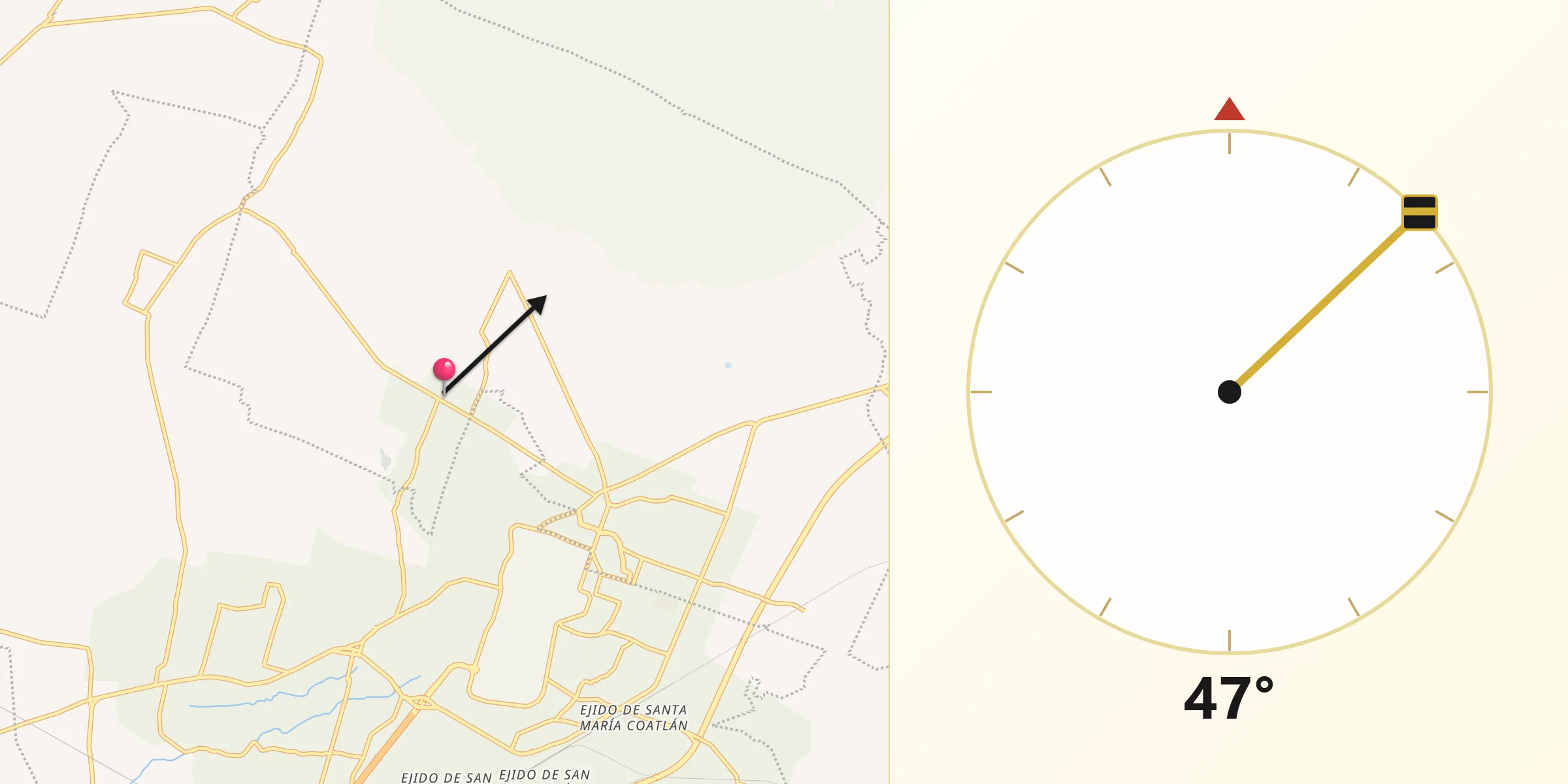 Dirección de la Qibla desde San Antonio de las Palmas