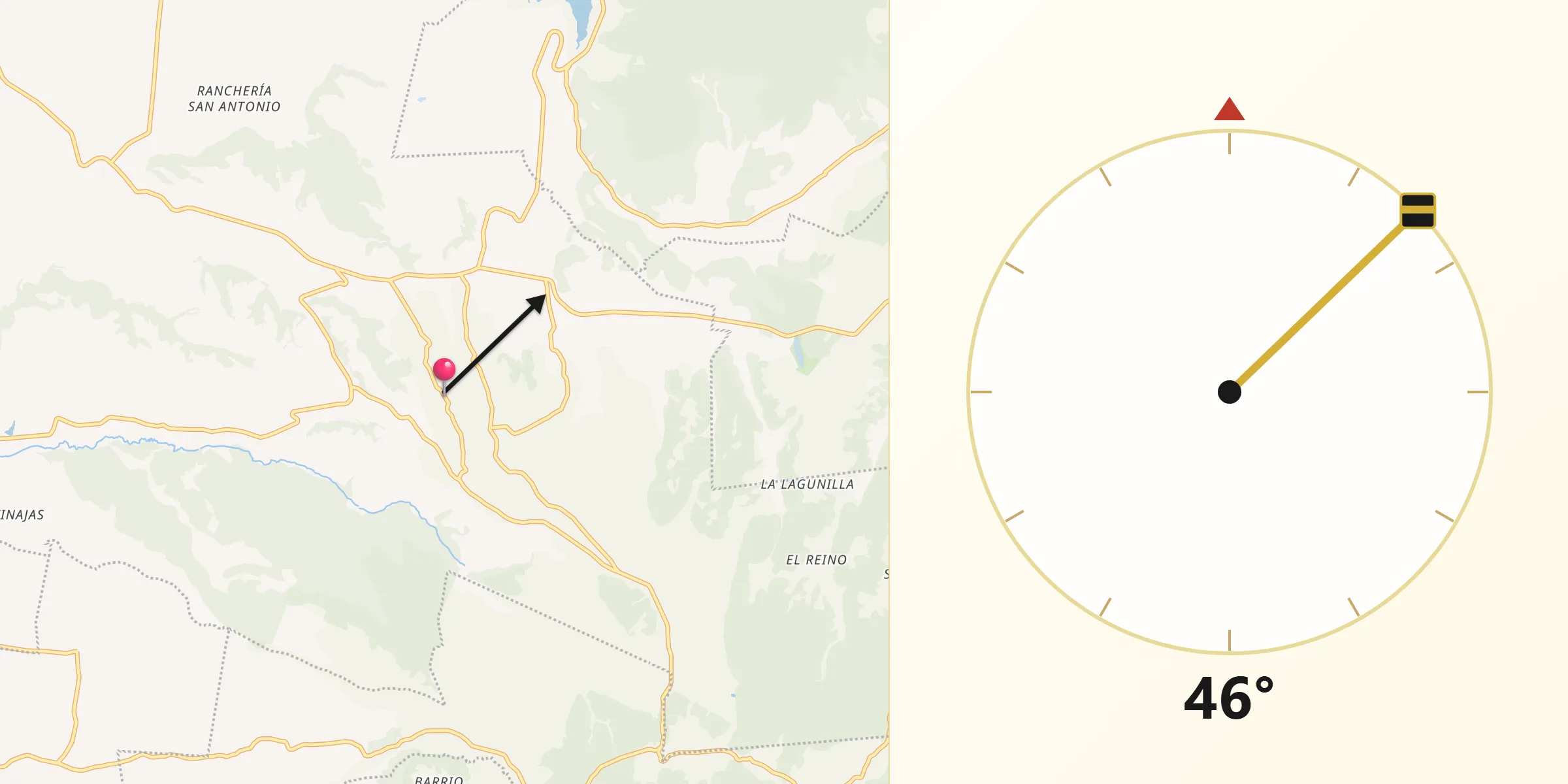 Dirección de la Qibla desde Santa Clara de Juárez