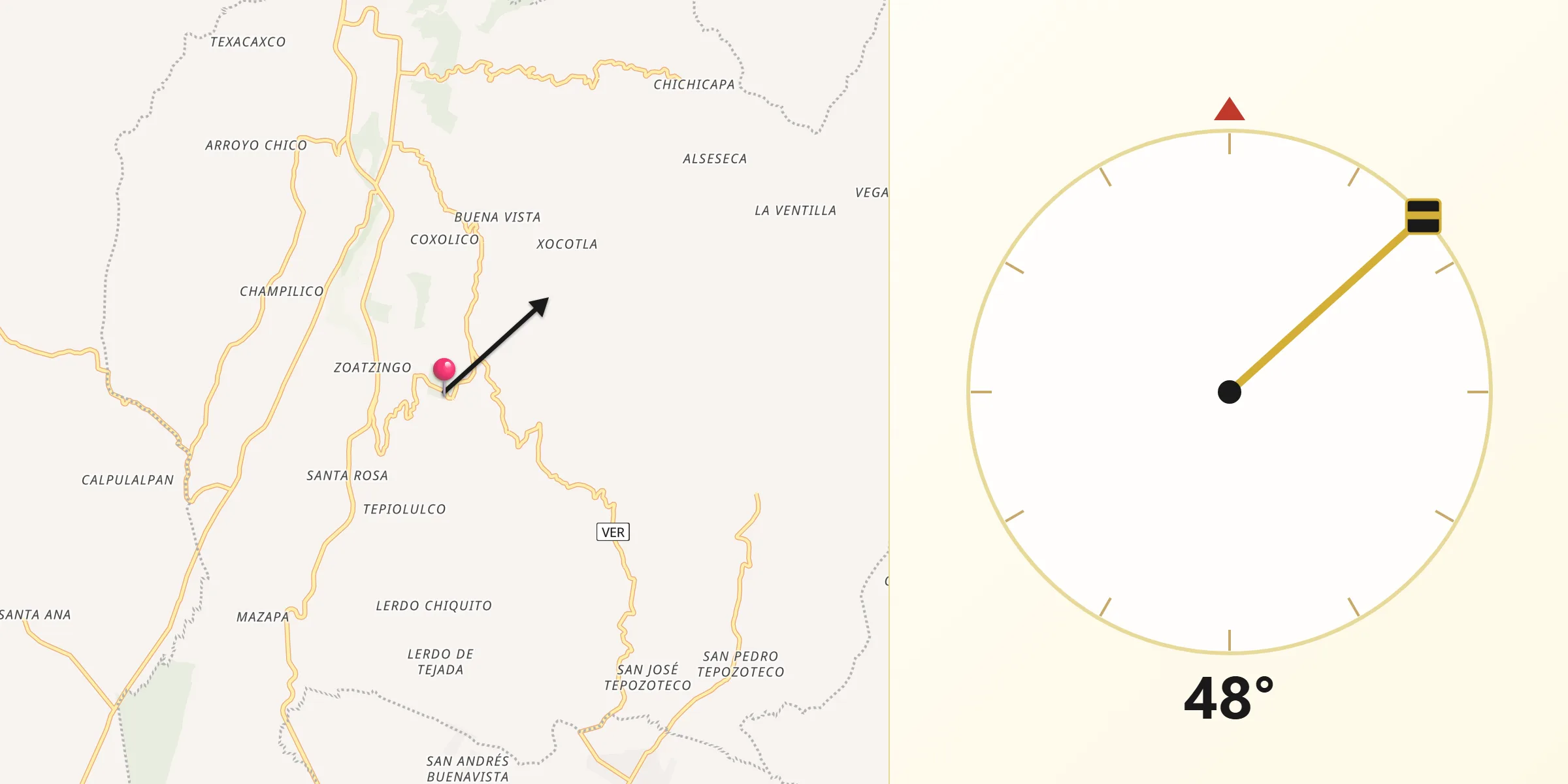 Dirección de la Qibla desde Adolfo Moreno