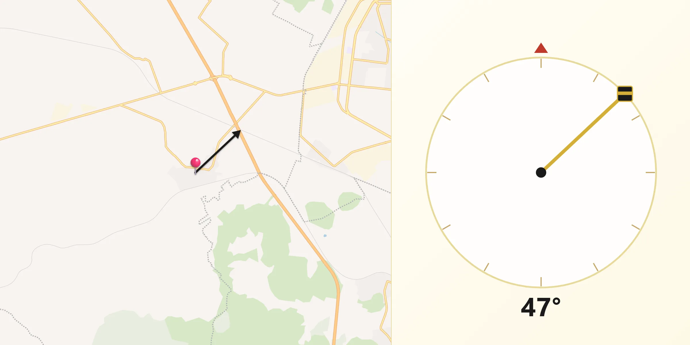 Dirección de la Qibla desde Jaltepec