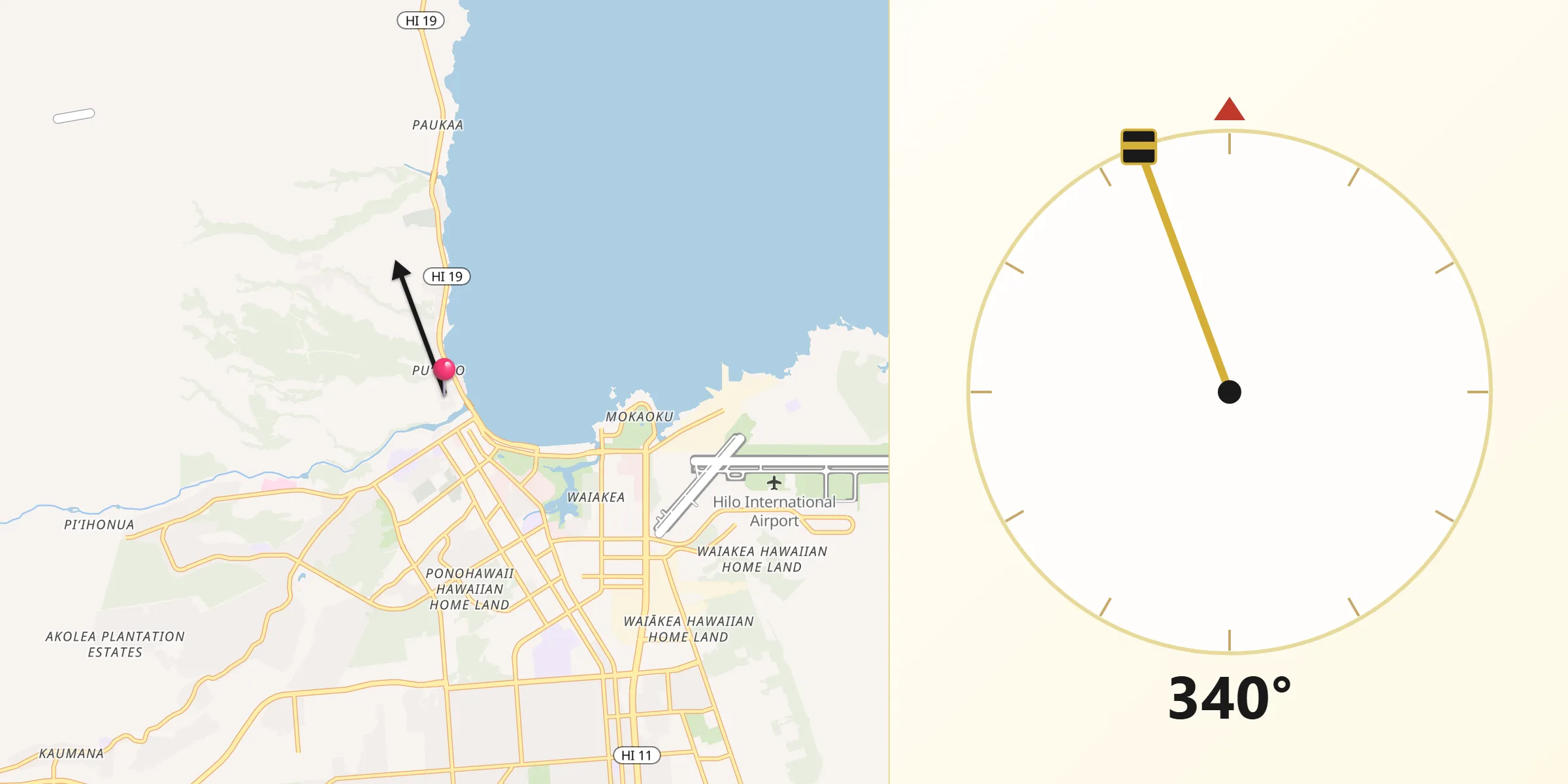 Qibla Direction from Hilo
