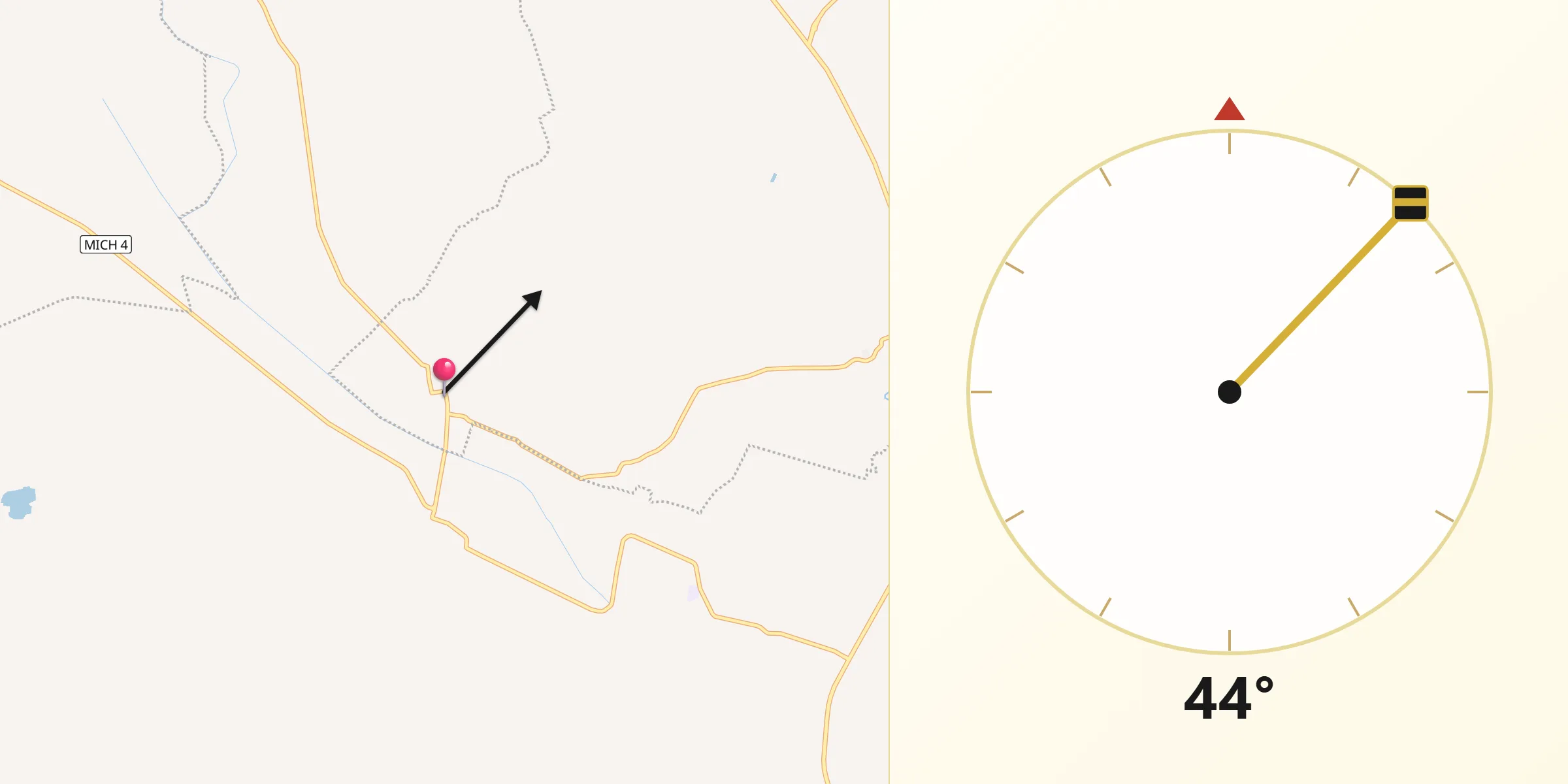 Dirección de la Qibla desde Tacátzcuaro