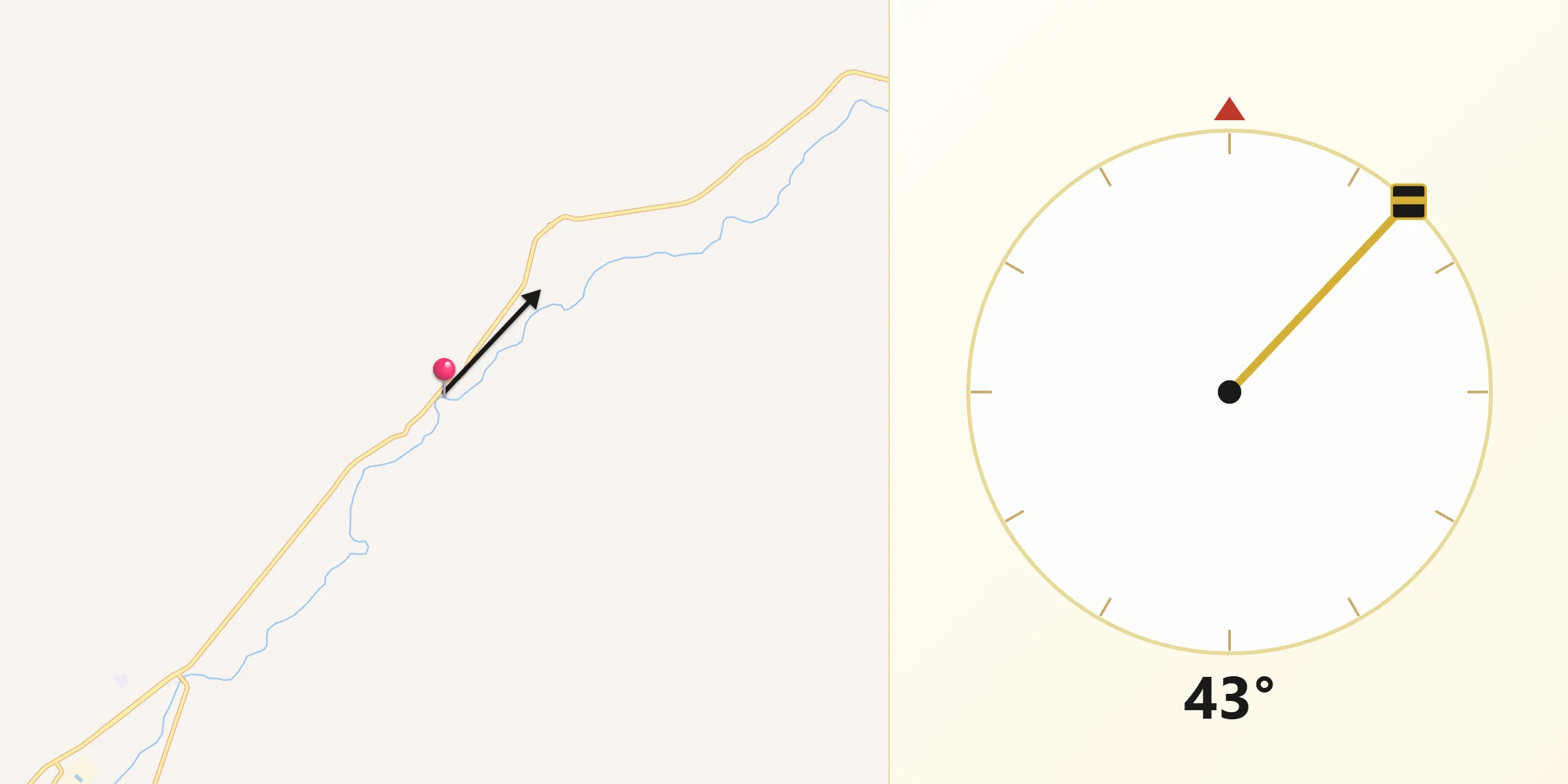 Dirección de la Qibla desde Agua Salada