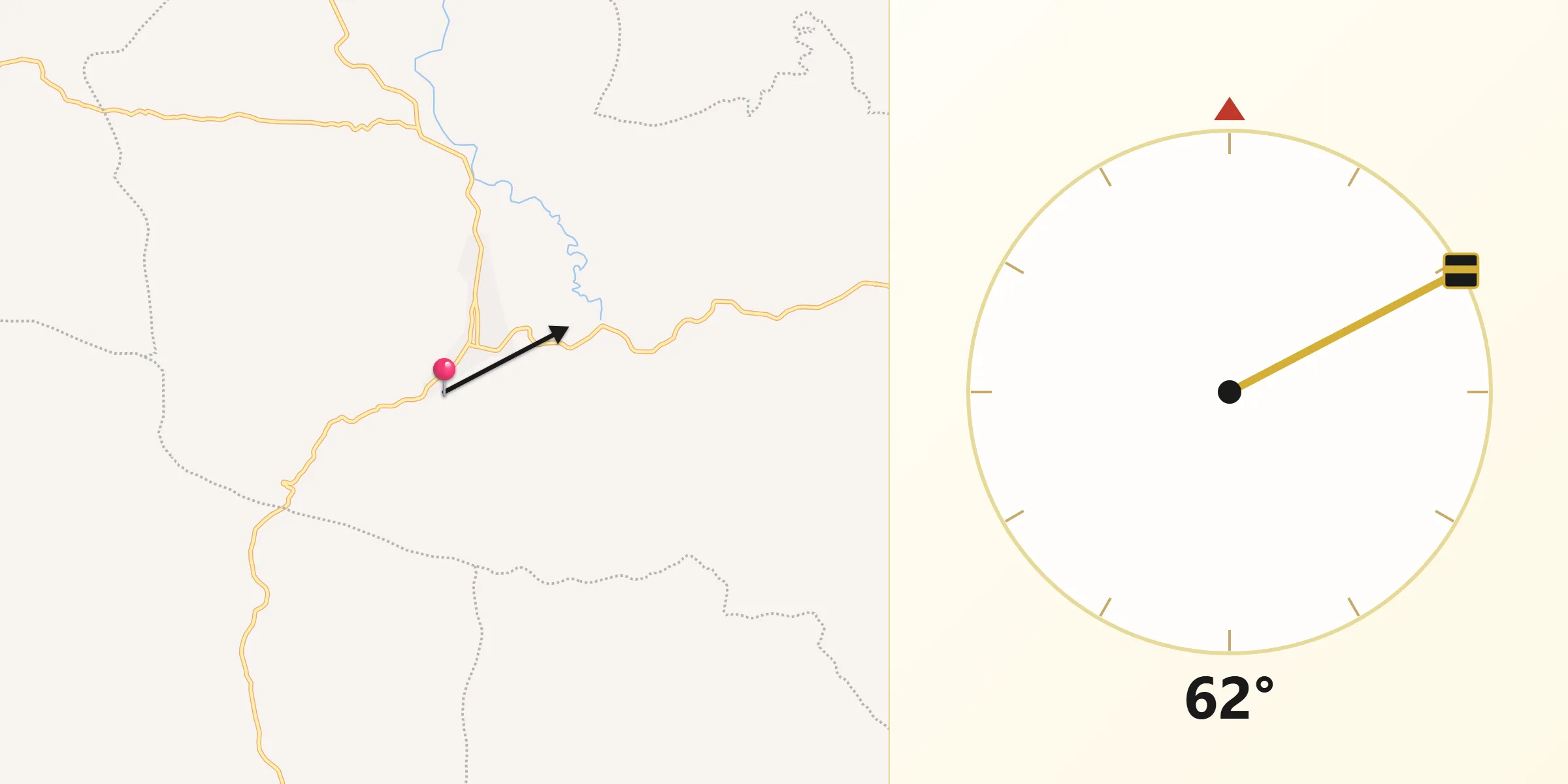 Dirección de la Qibla desde Los Hidalgos