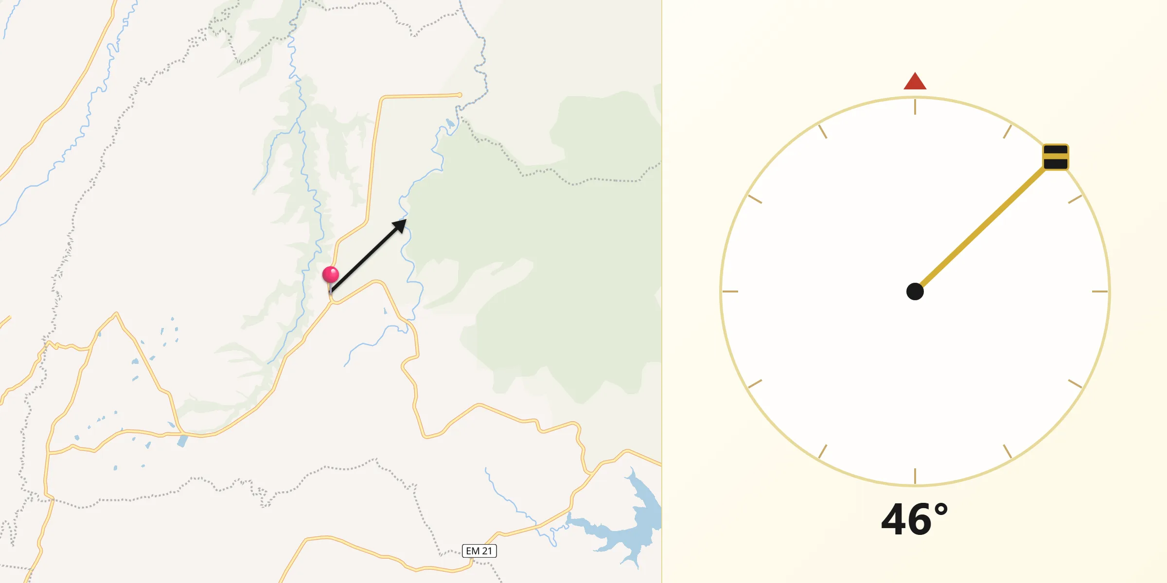 Dirección de la Qibla desde Santa Gertrudis