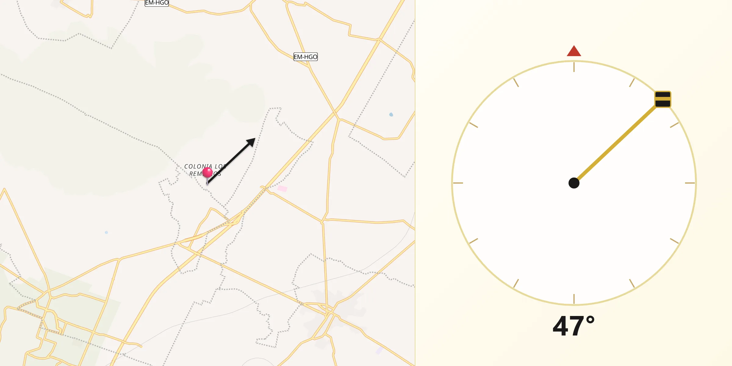 Dirección de la Qibla desde Colonia los Remedios