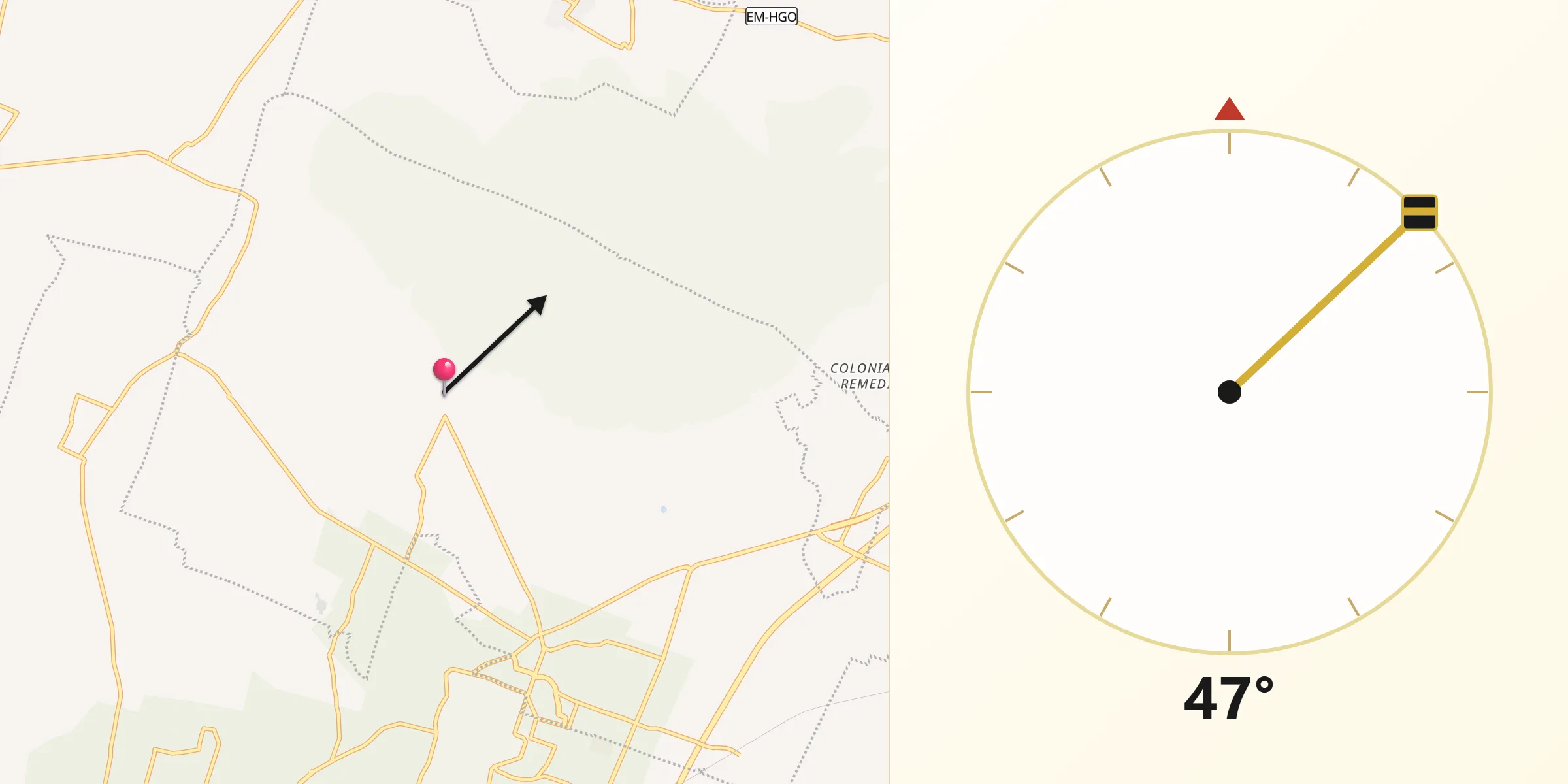 Dirección de la Qibla desde Santa María Palapa