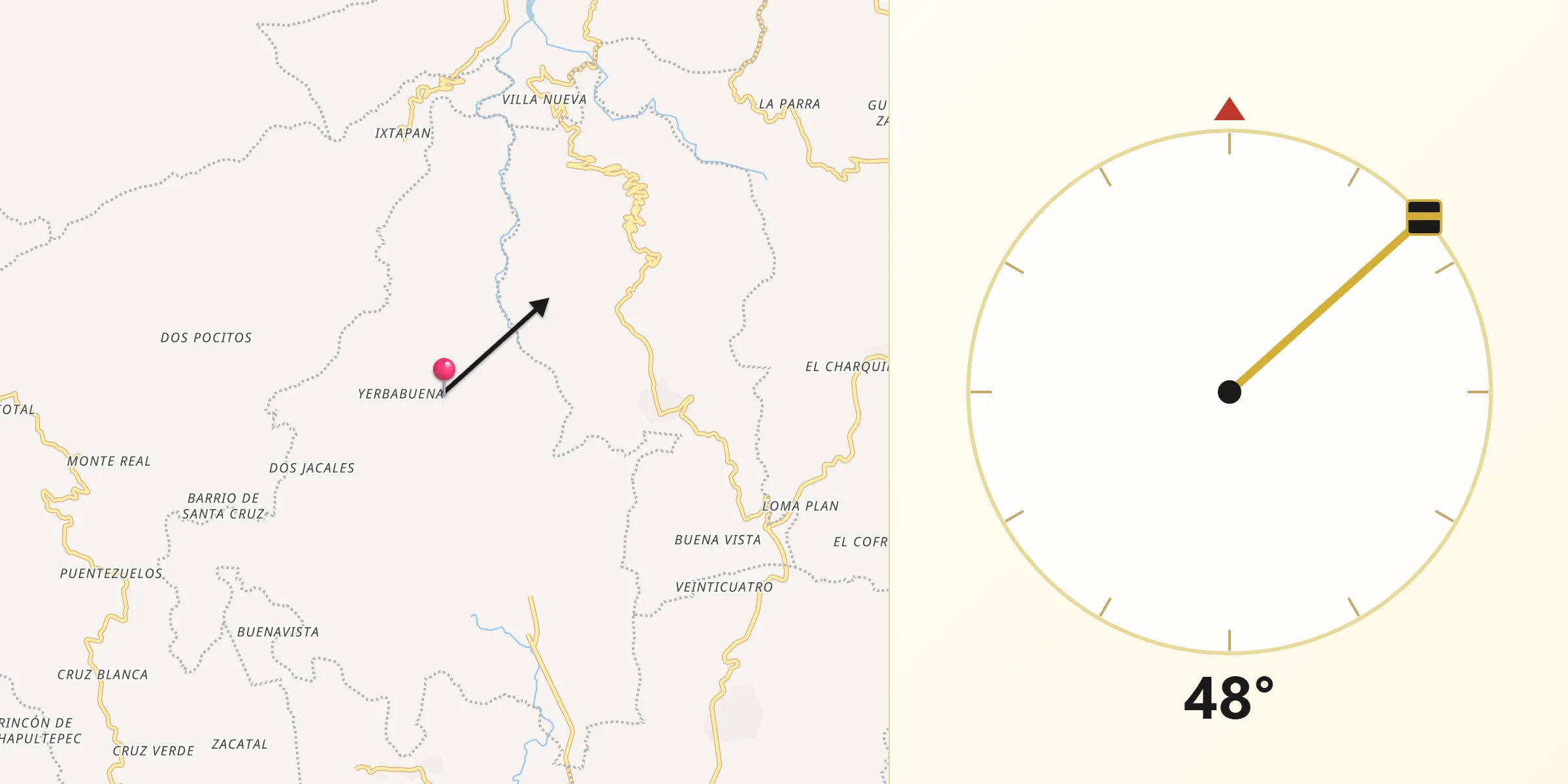 Dirección de la Qibla desde Miahuatlán