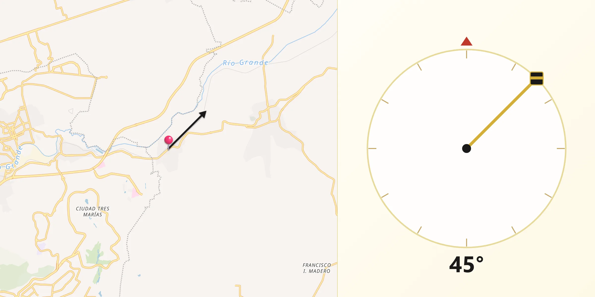 Dirección de la Qibla desde La Goleta