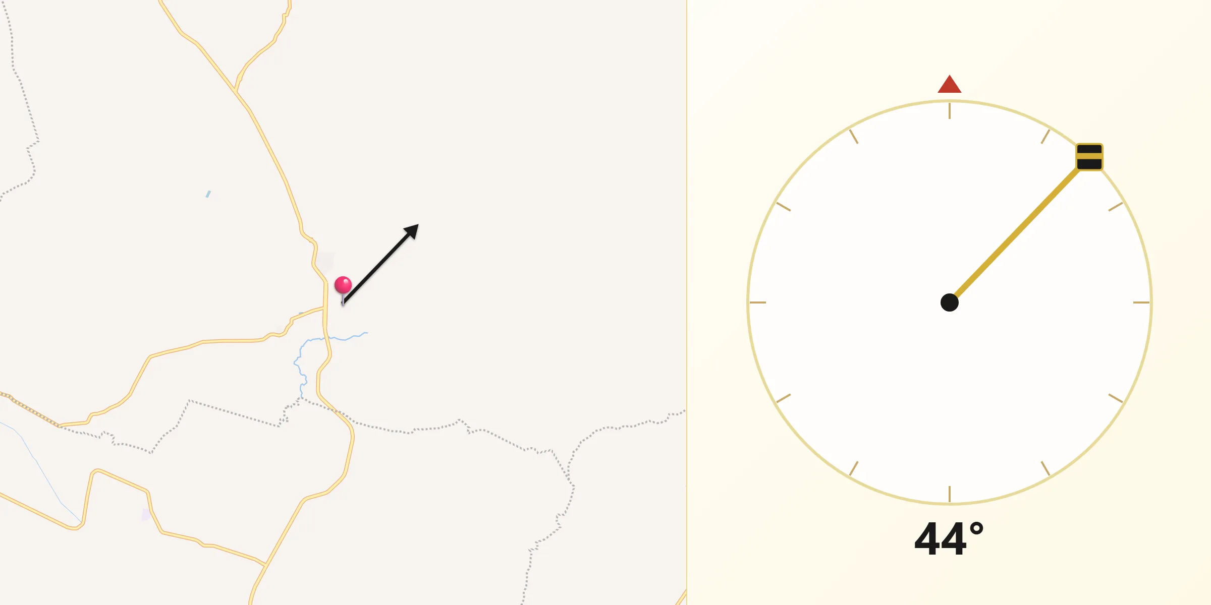 Dirección de la Qibla desde Tingüindín