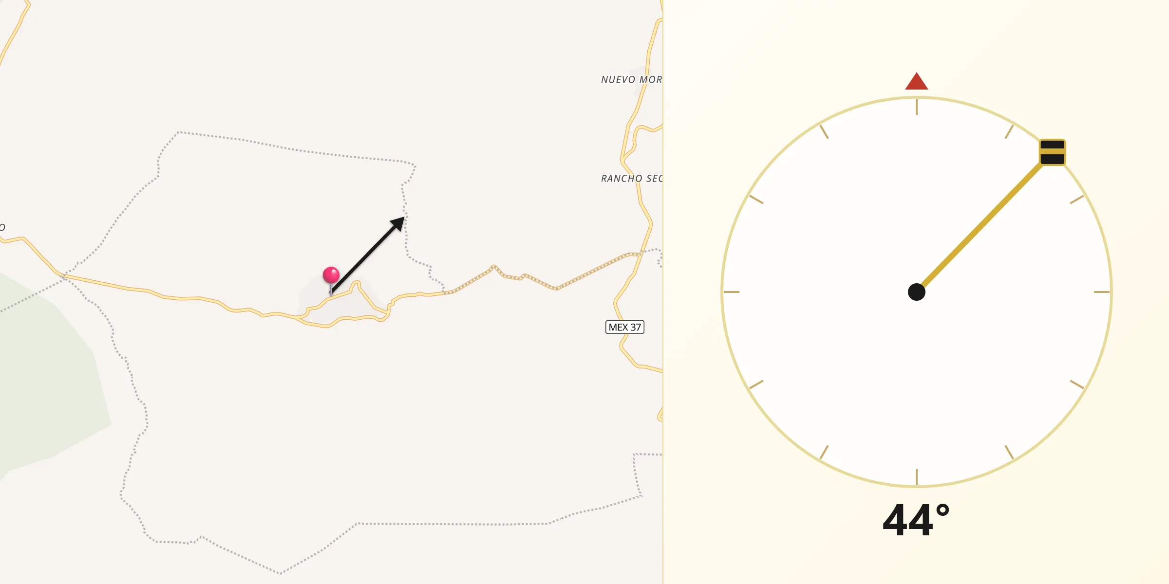 Dirección de la Qibla desde Tanaco