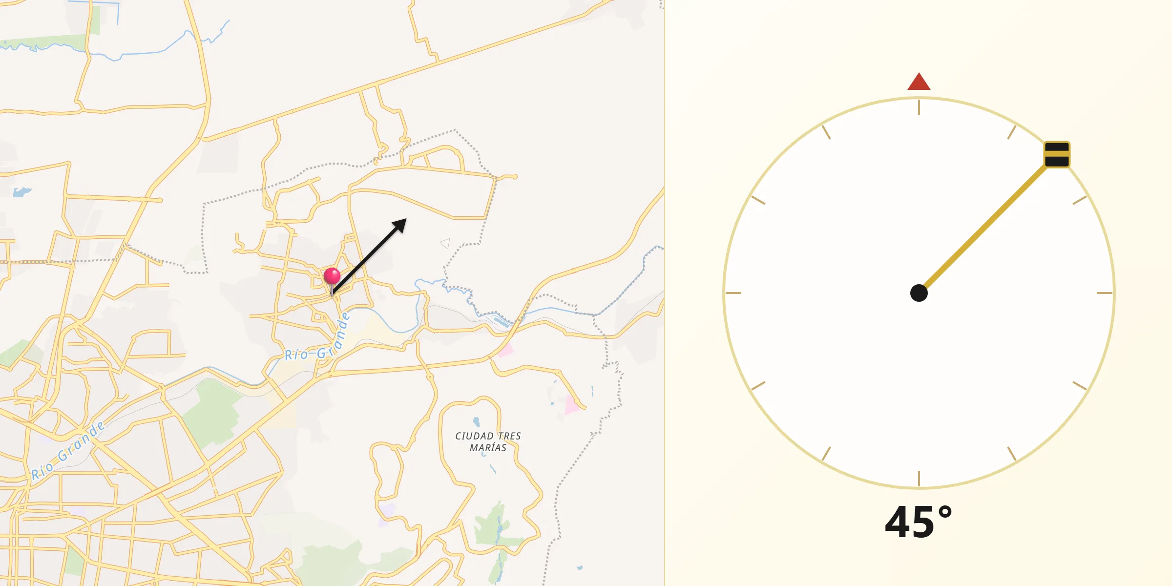 Dirección de la Qibla desde La Aldea