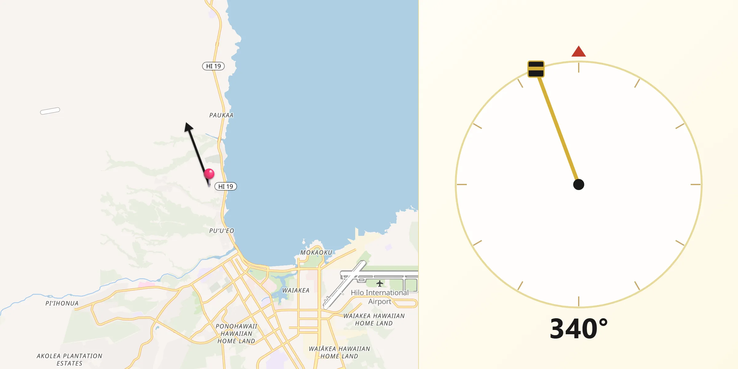 Qibla Direction from Wainaku