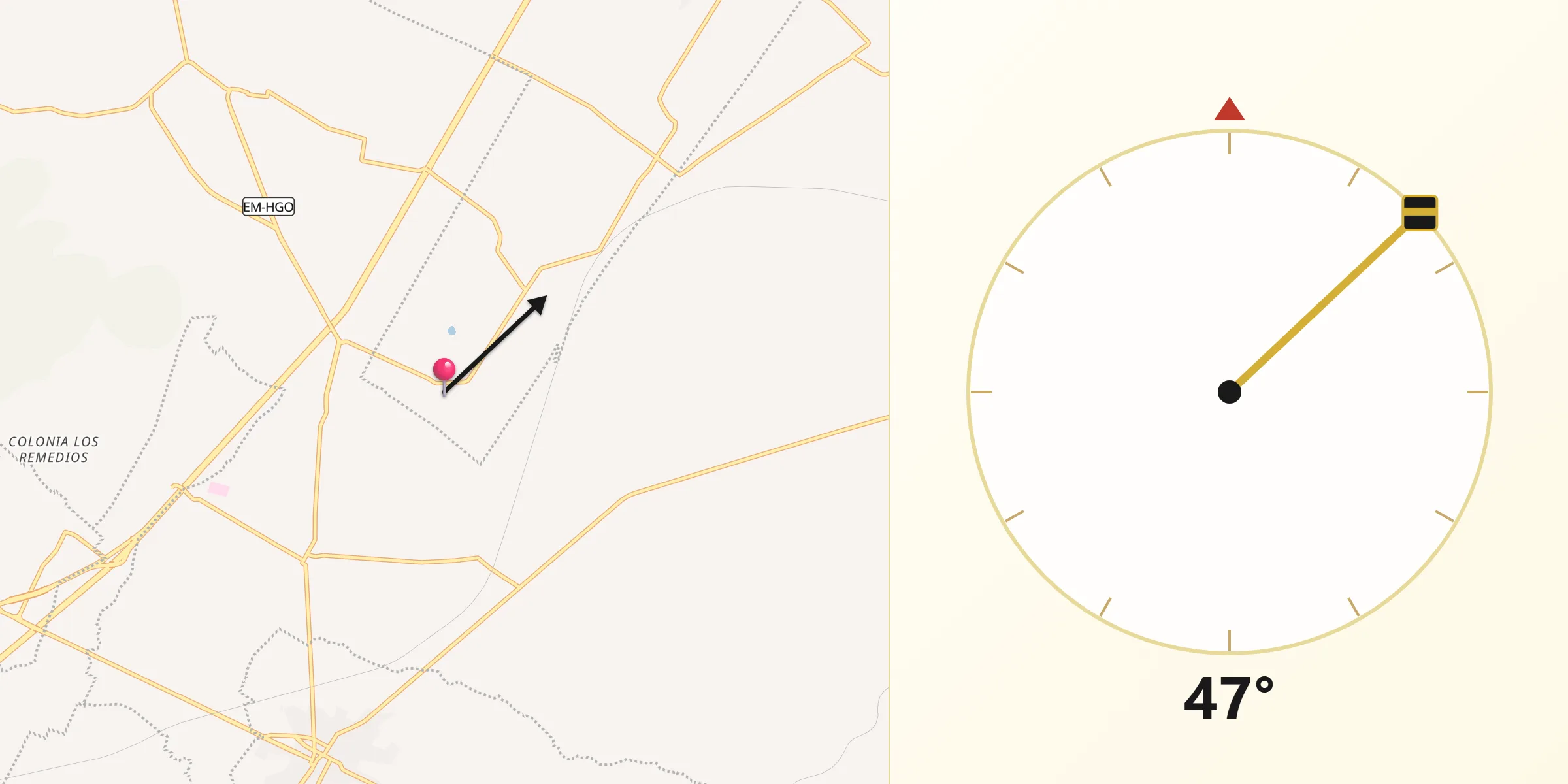 Dirección de la Qibla desde San Miguel Atepoxco