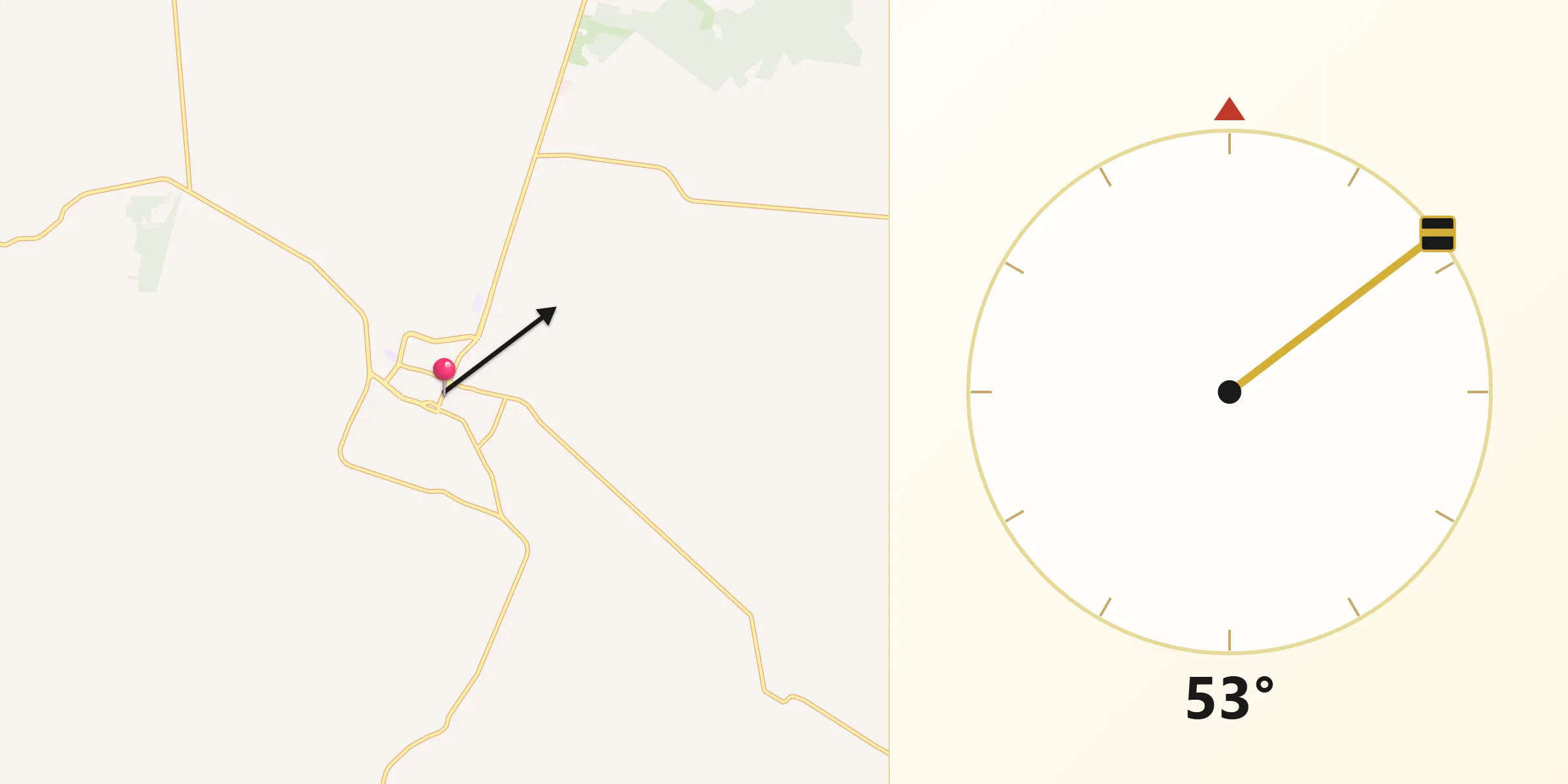 Dirección de la Qibla desde Hopelchén