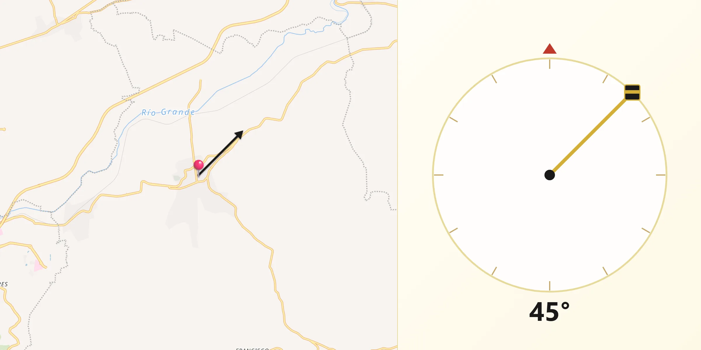 Dirección de la Qibla desde Charo