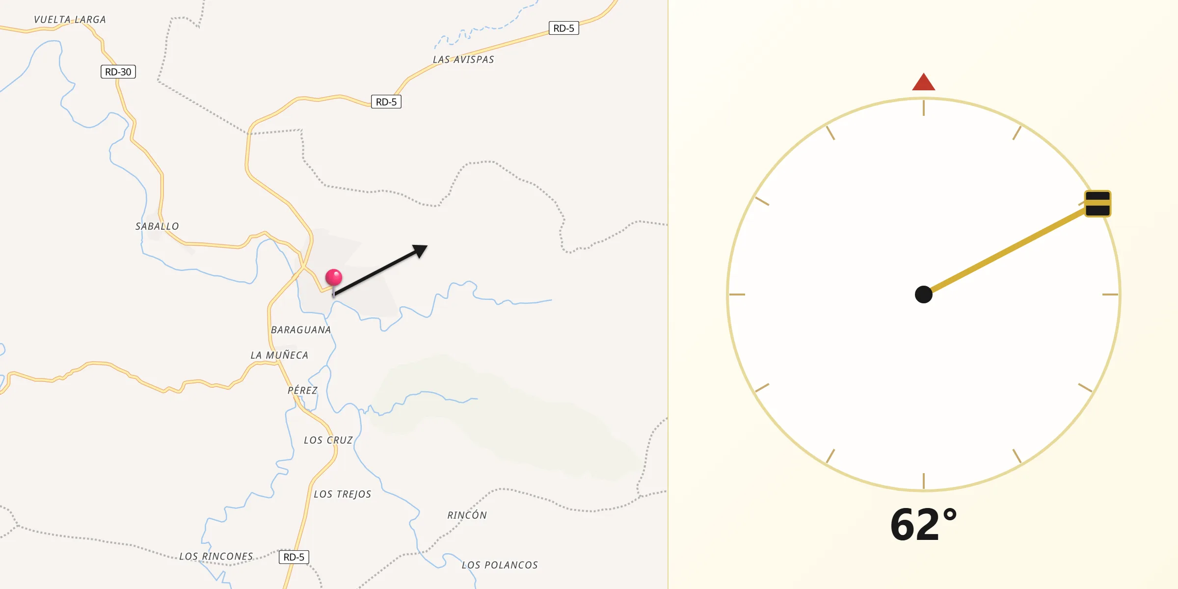 Dirección de la Qibla desde Imbert