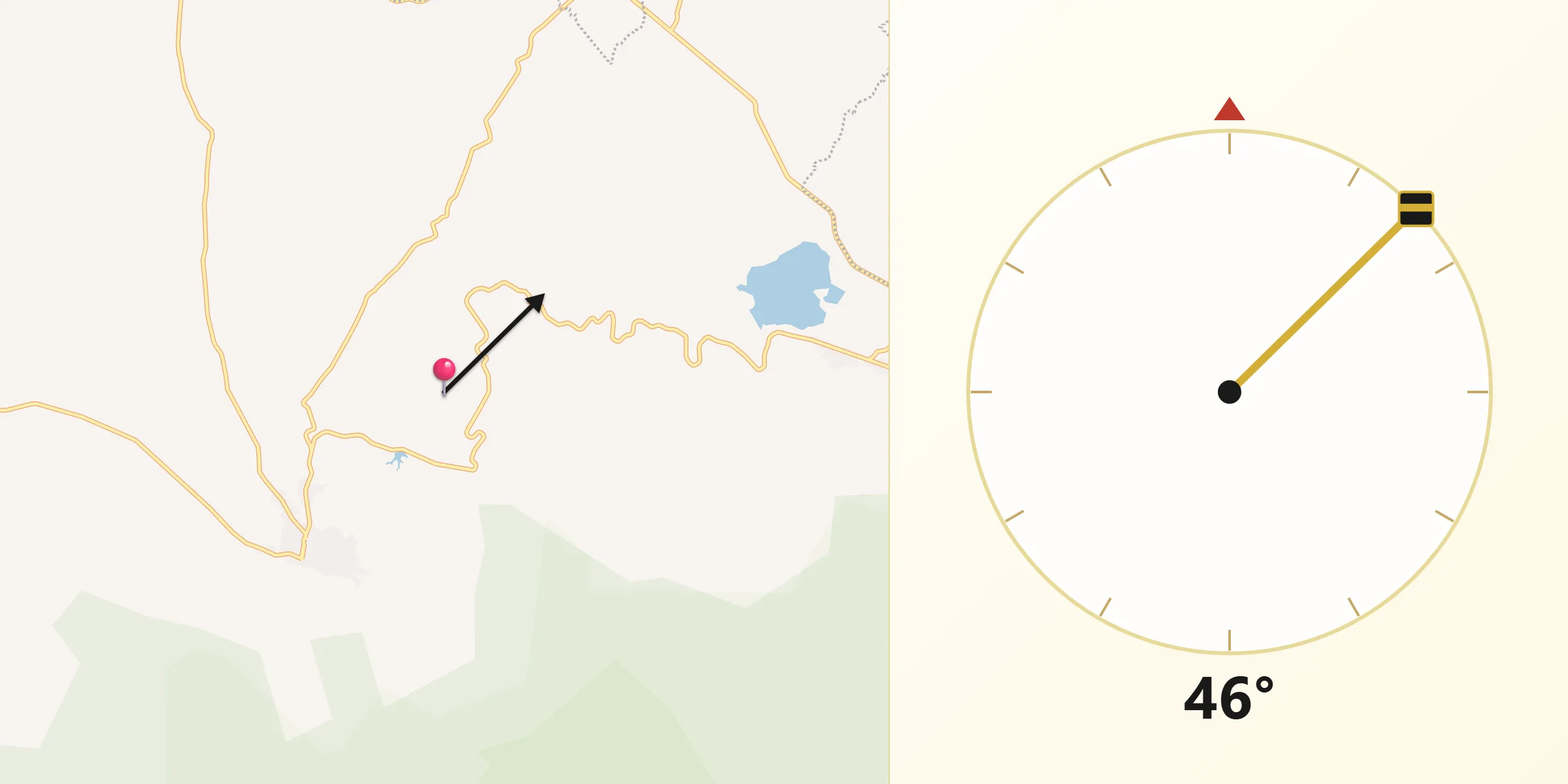 Dirección de la Qibla desde Senguio