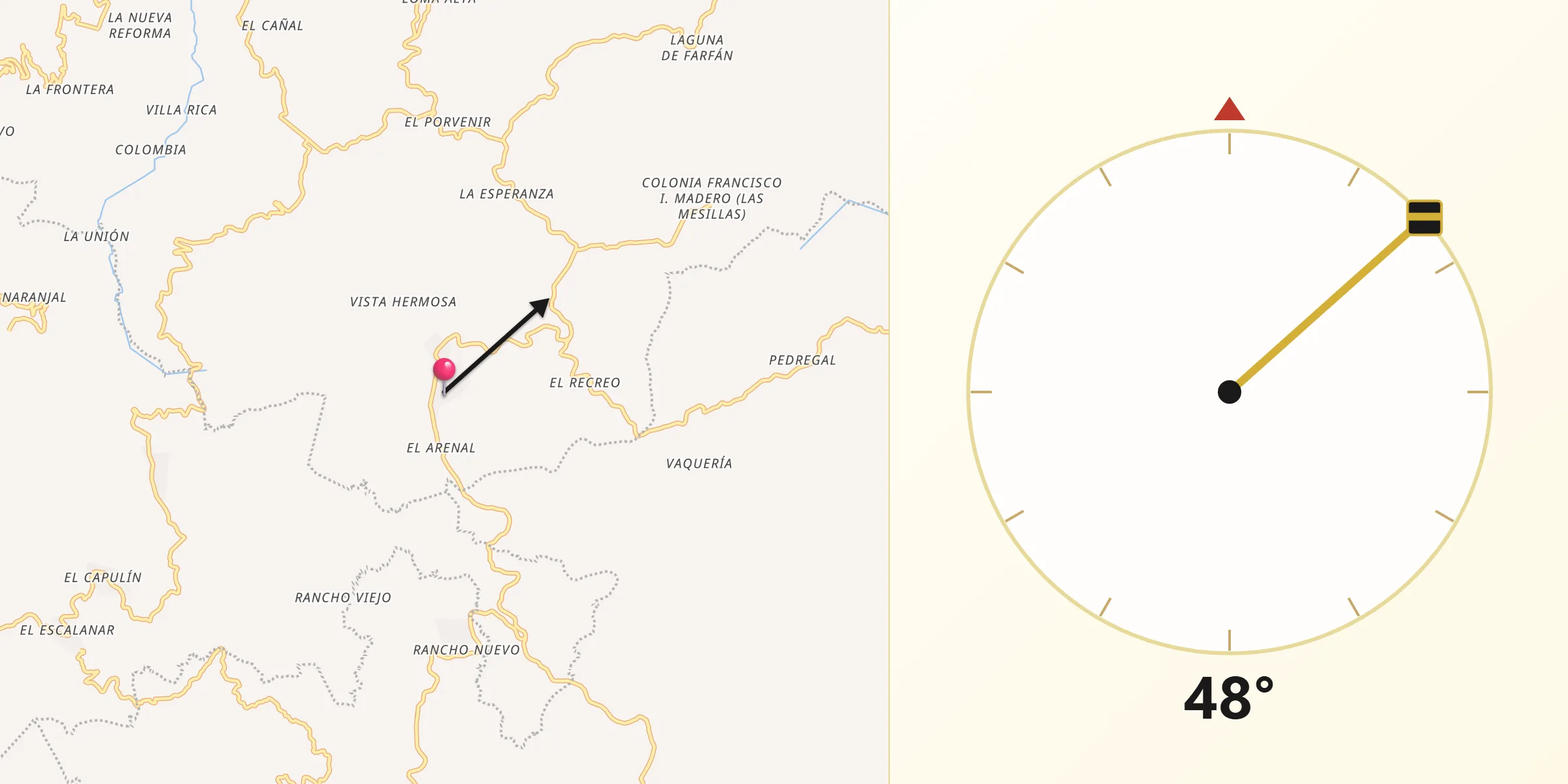 Dirección de la Qibla desde Plan de las Hayas