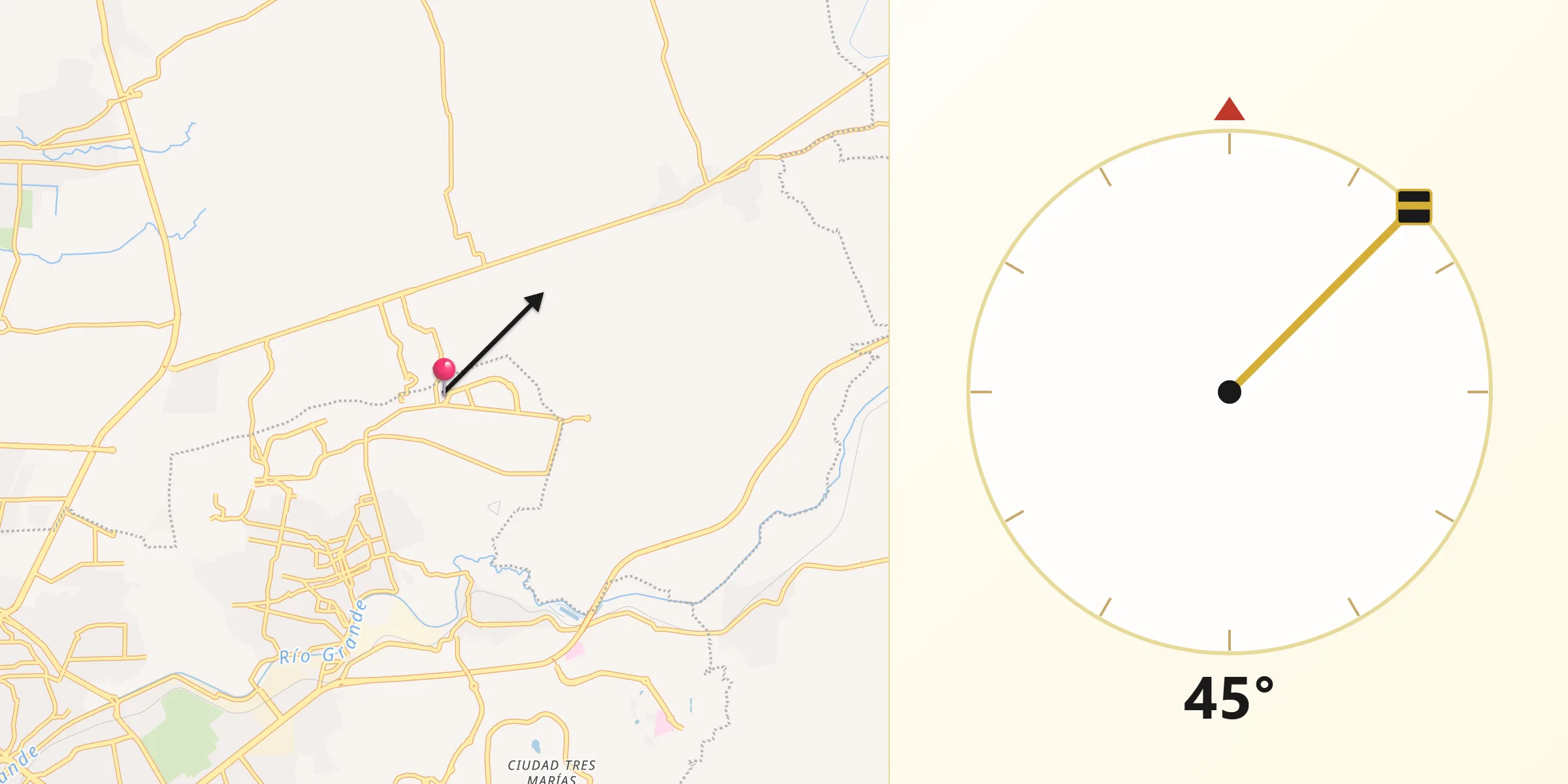 Dirección de la Qibla desde Fraccionamiento Misión del Valle