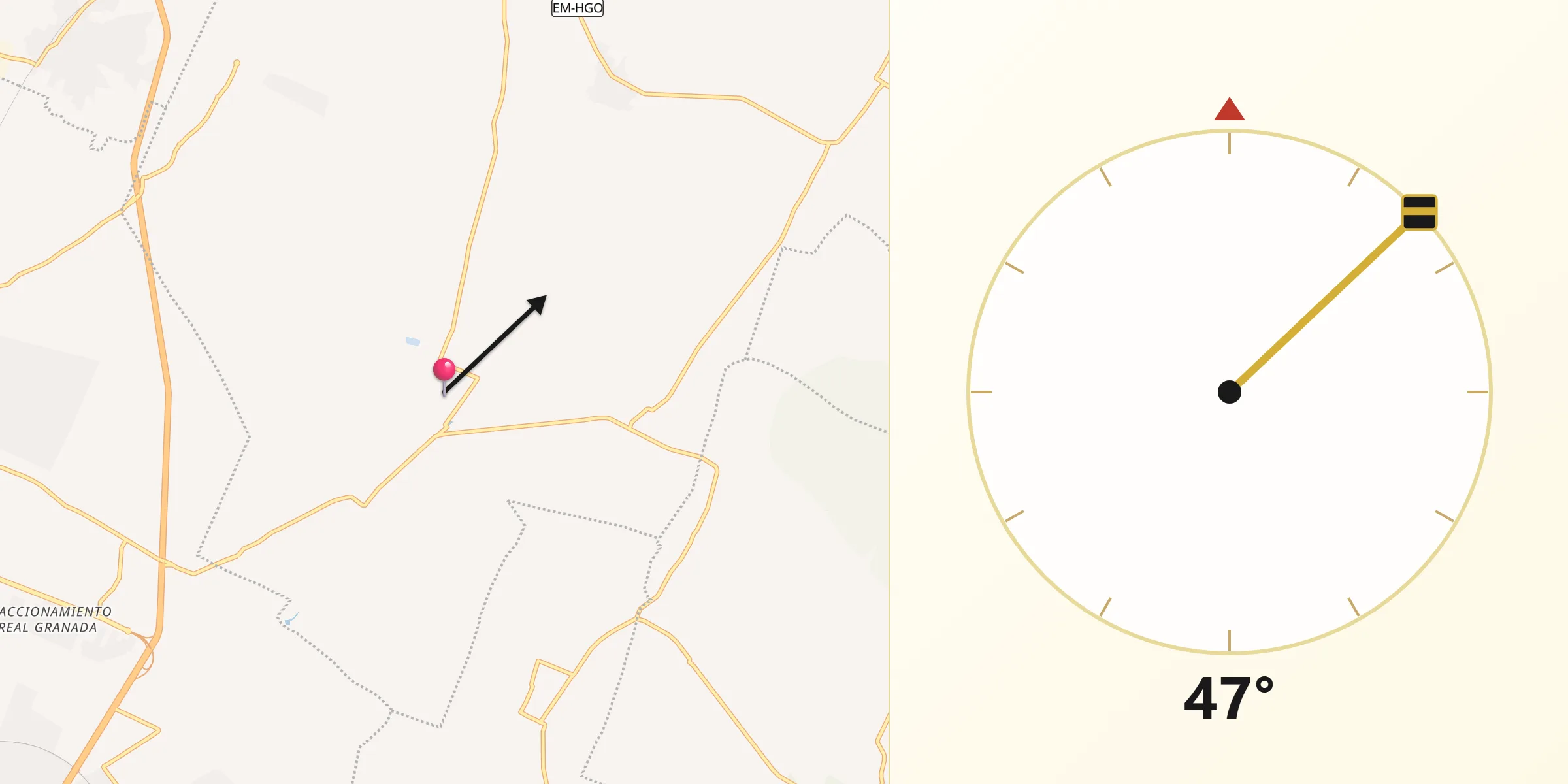 Dirección de la Qibla desde Santa Ana Tlachiahualpa