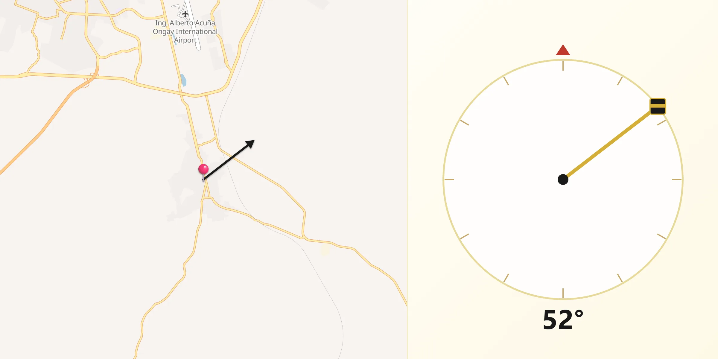 Dirección de la Qibla desde Chiná