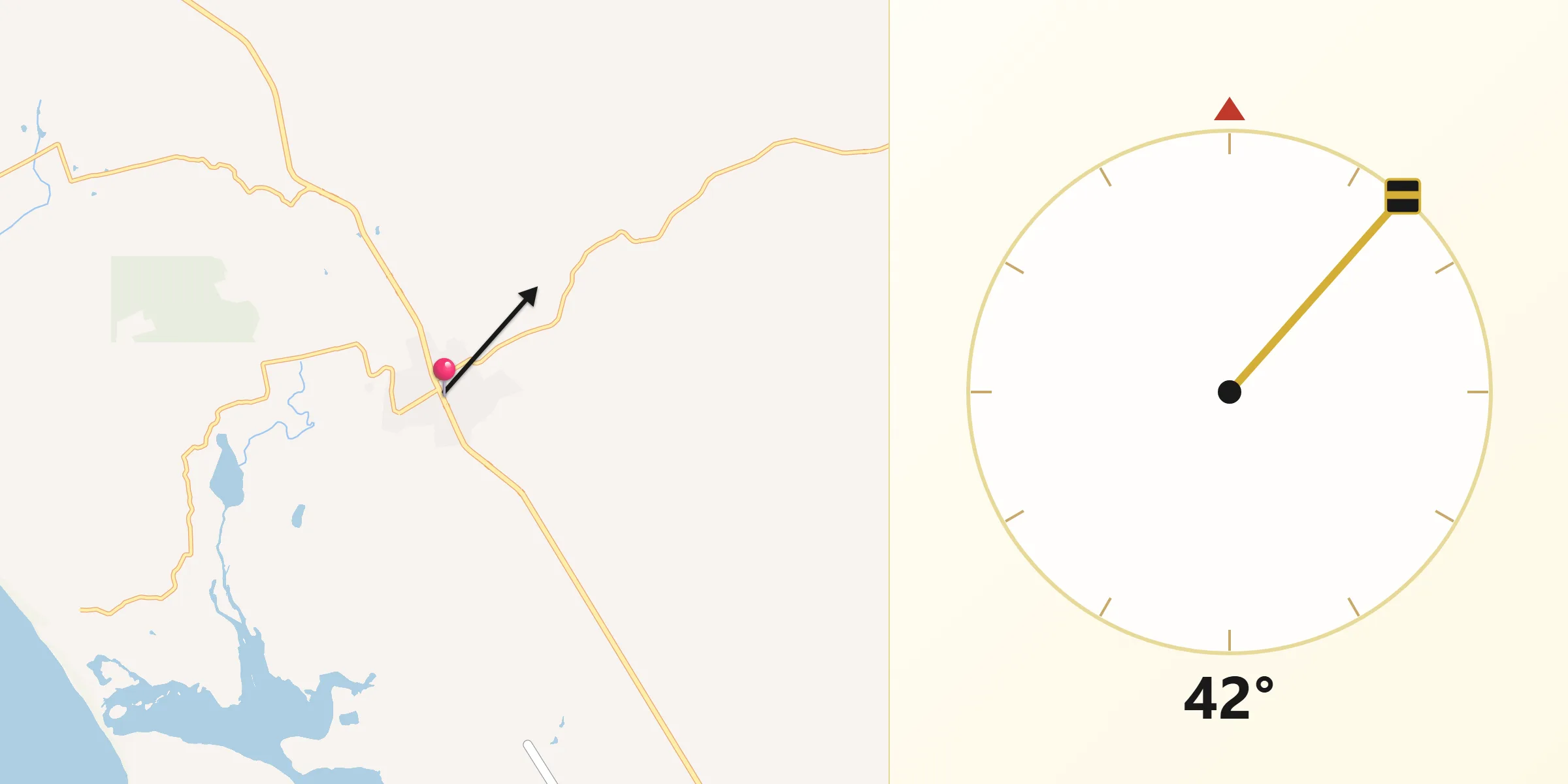 Dirección de la Qibla desde Campo Acosta