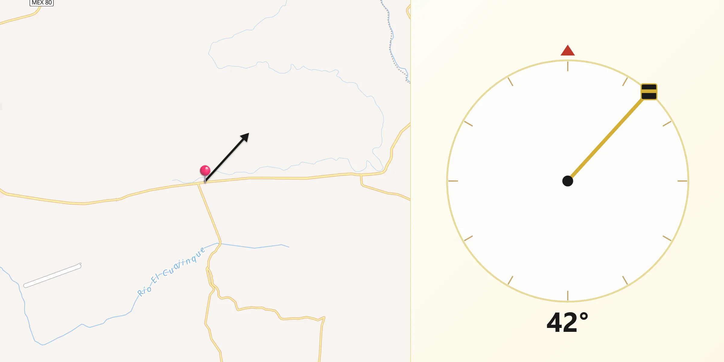 Dirección de la Qibla desde El Mentidero