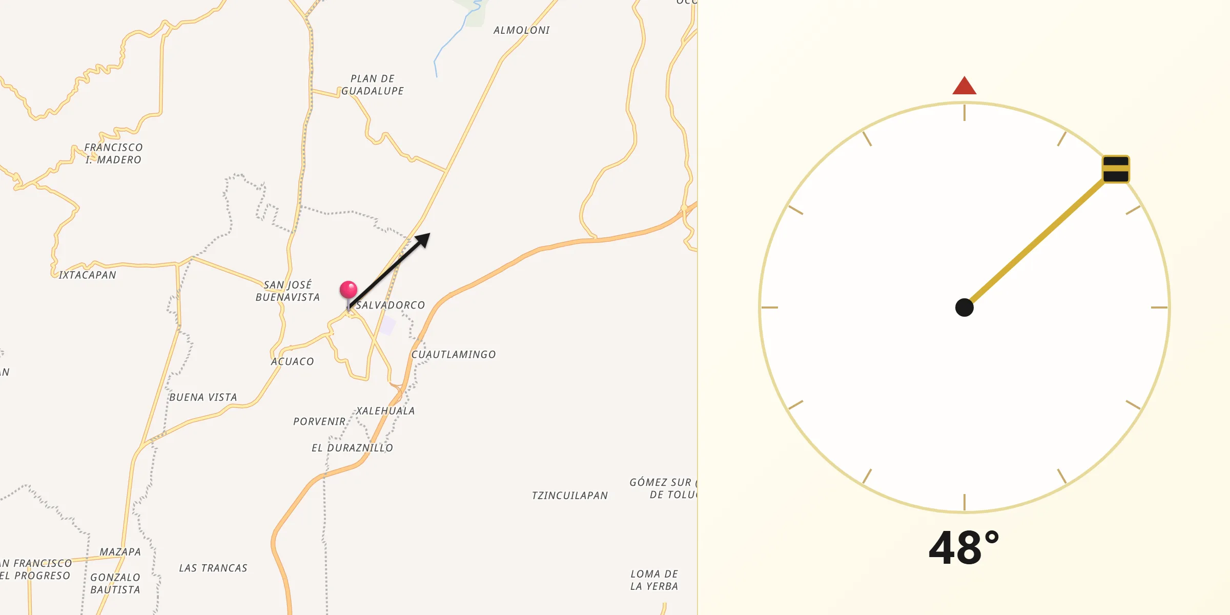 Dirección de la Qibla desde Zaragoza
