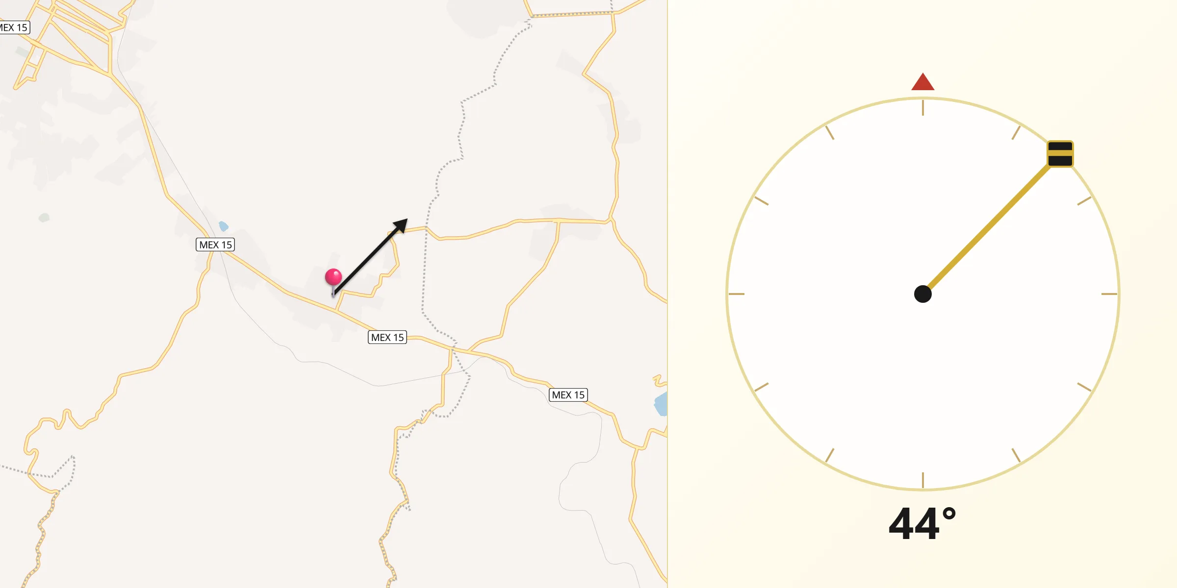 Dirección de la Qibla desde Tiríndaro