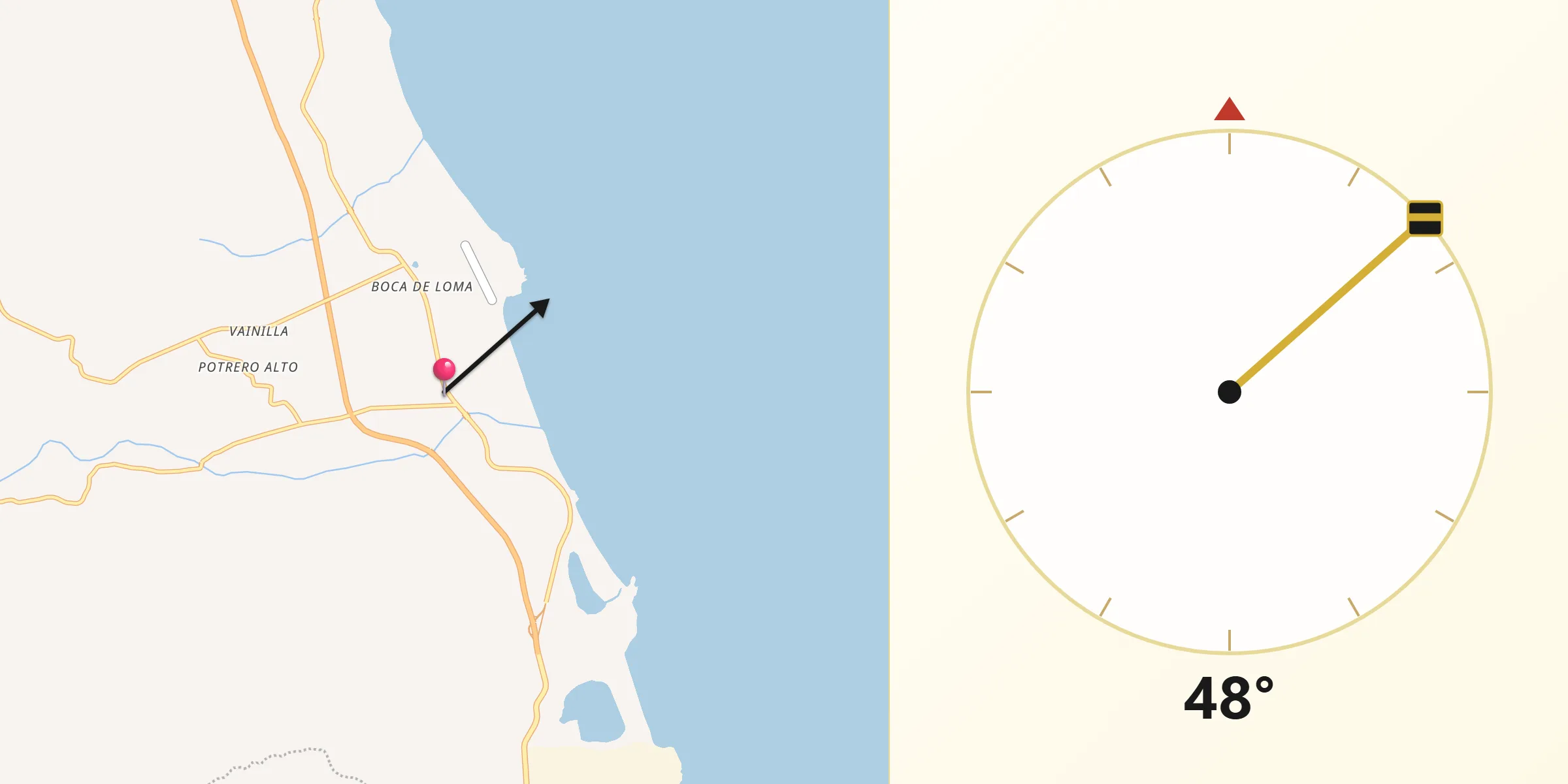 Dirección de la Qibla desde Palma Sola