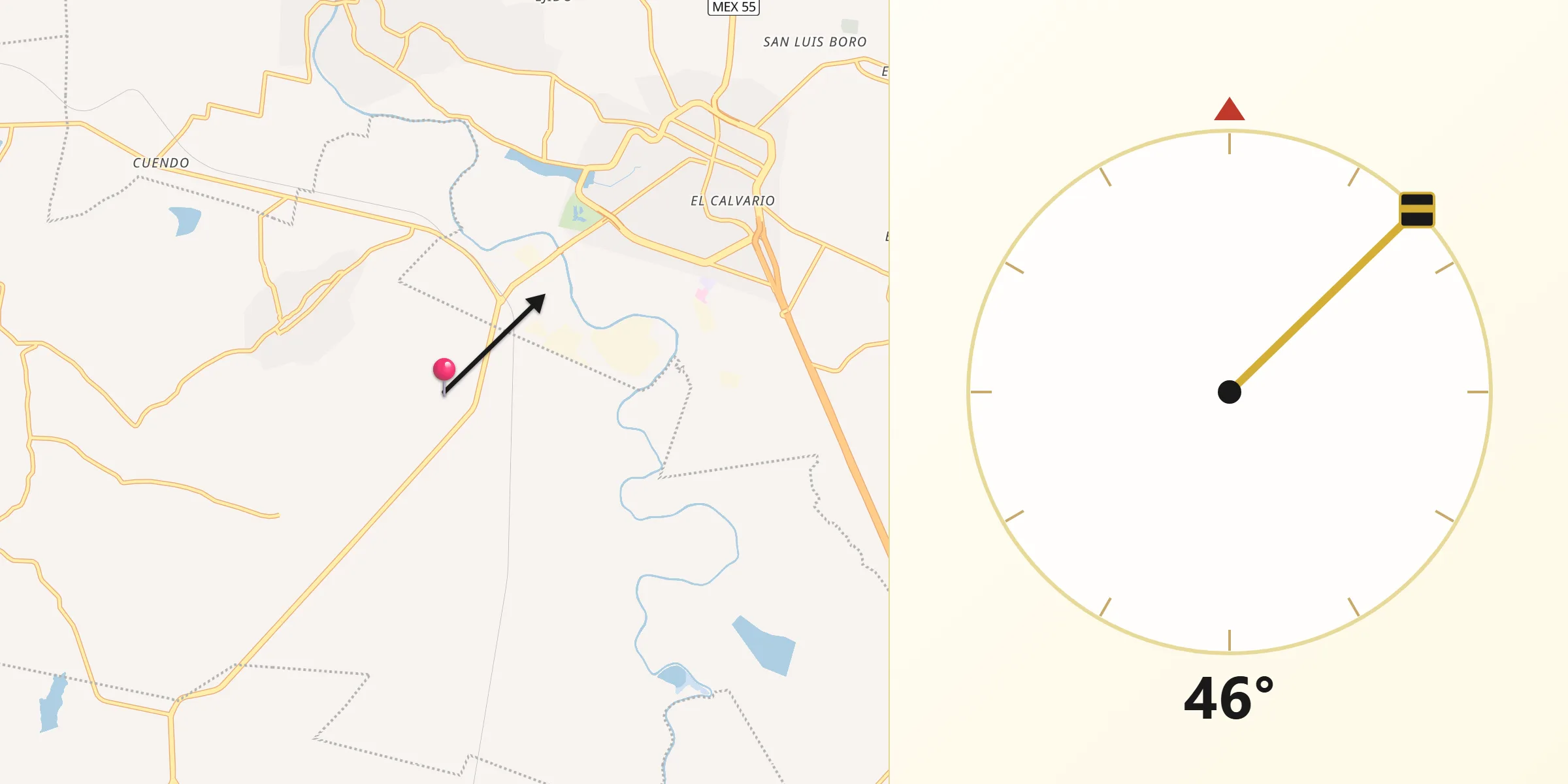Dirección de la Qibla desde Concepción Caro