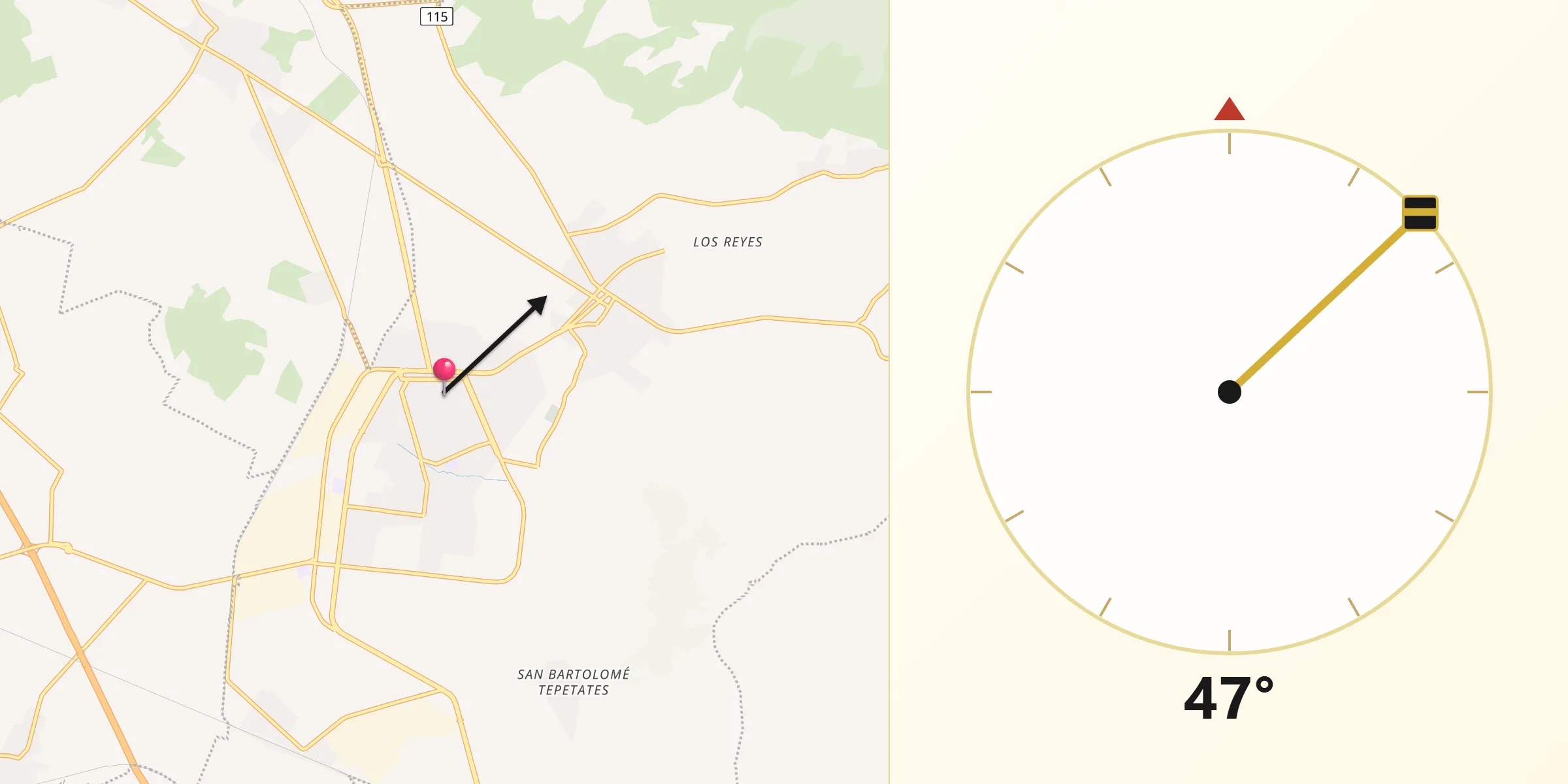 Dirección de la Qibla desde Ciudad Sahagun