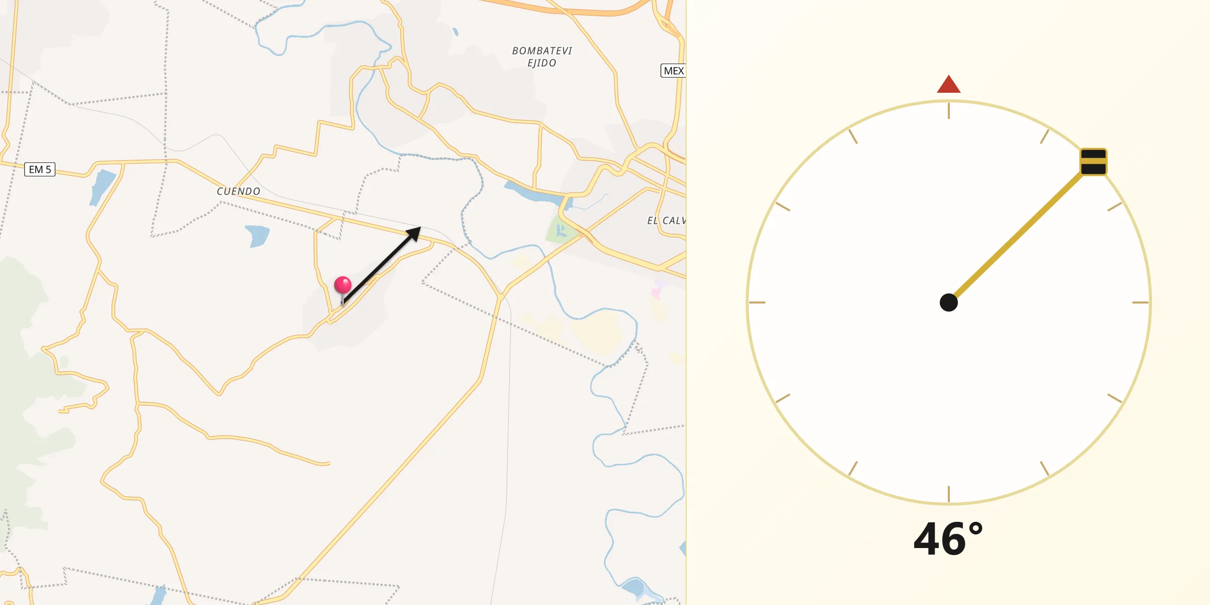 Dirección de la Qibla desde Santa María Citendejé