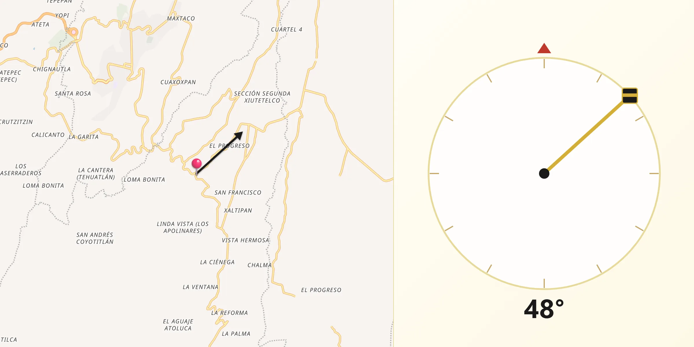 Dirección de la Qibla desde San Martín