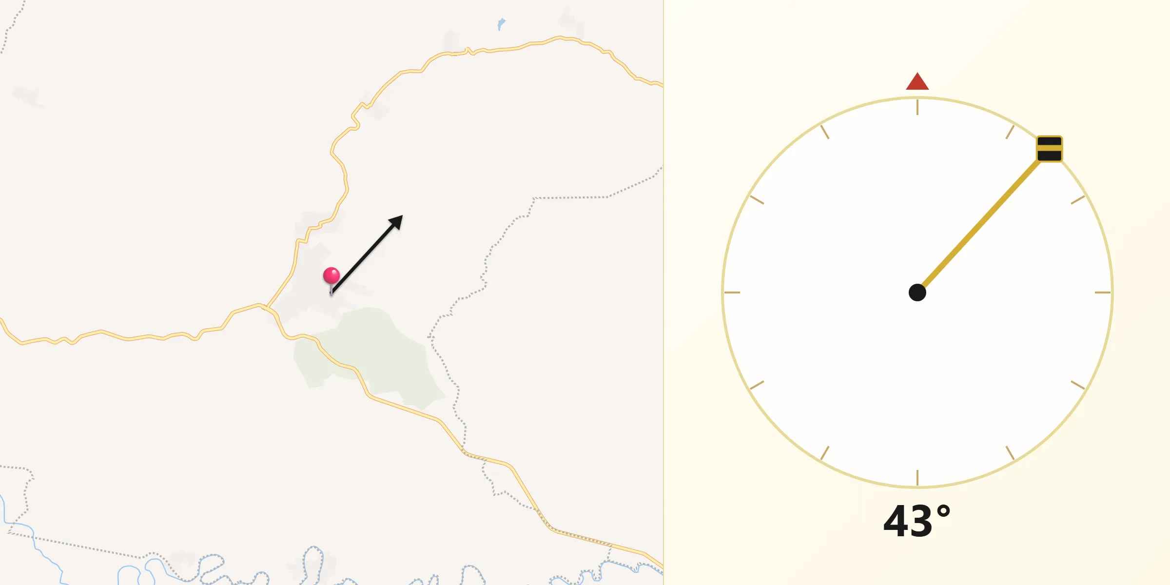Dirección de la Qibla desde Tonaya