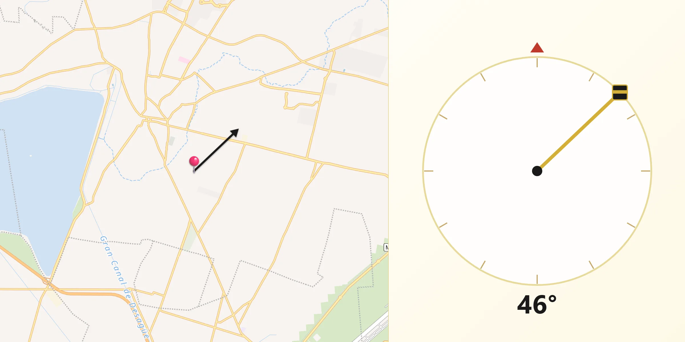 Dirección de la Qibla desde El Llano Santa María