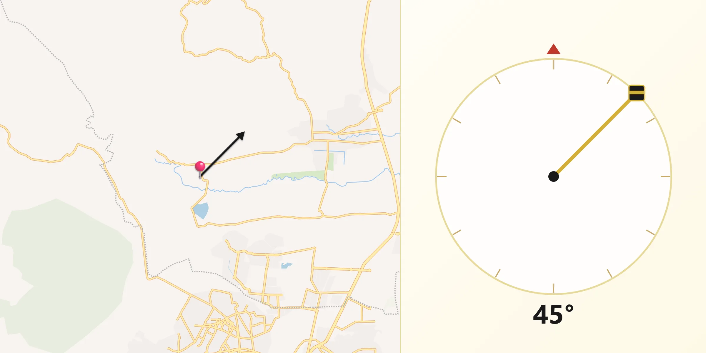 Dirección de la Qibla desde Ex-Hacienda de Guadalupe