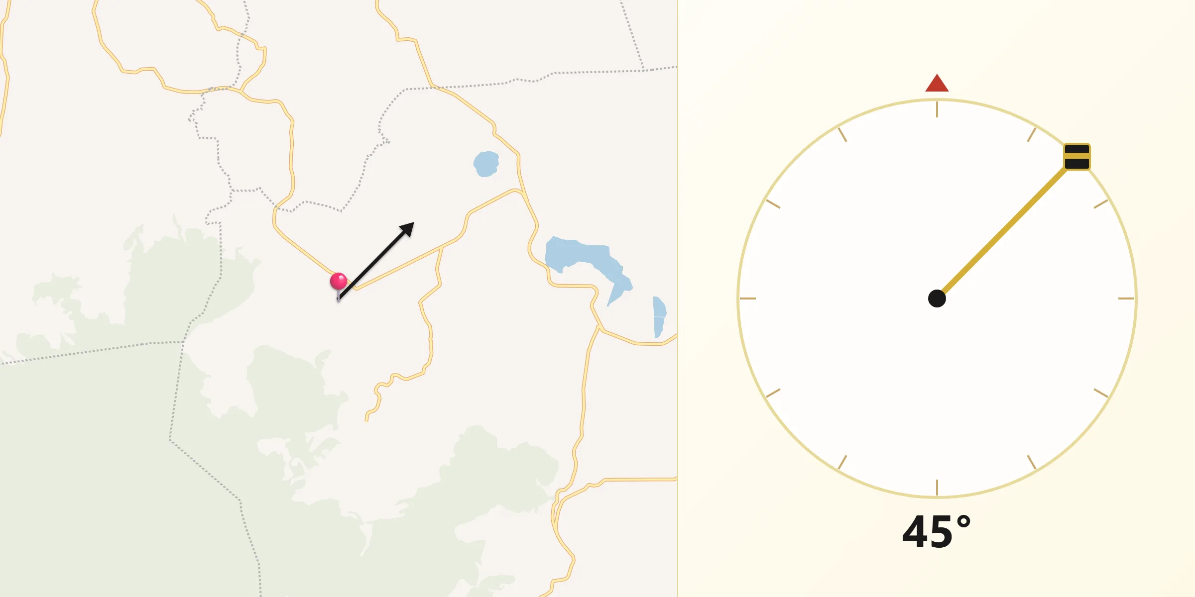 Dirección de la Qibla desde Teremendo