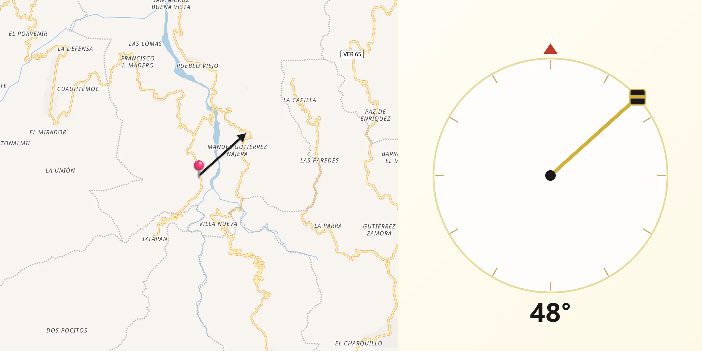 Dirección de la Qibla desde Salvador Díaz Mirón