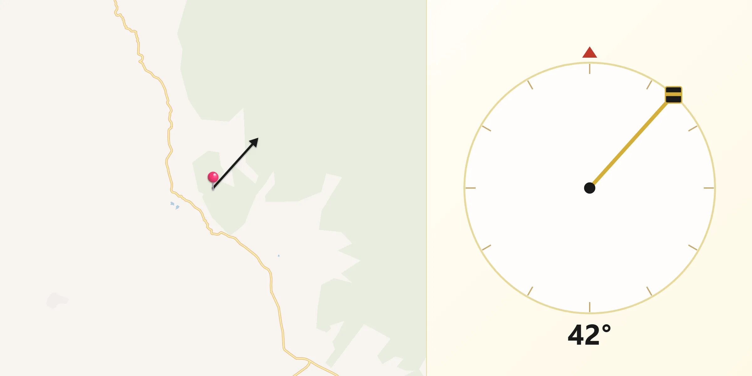 Dirección de la Qibla desde Villa Purificación